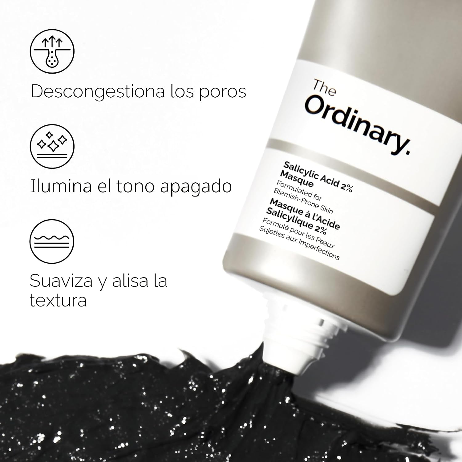MASCARILLA FACIAL THE ORDINARY SALICYLIC ACID 2% CON CARBÓN Y ARCILLA, 50ML - 3