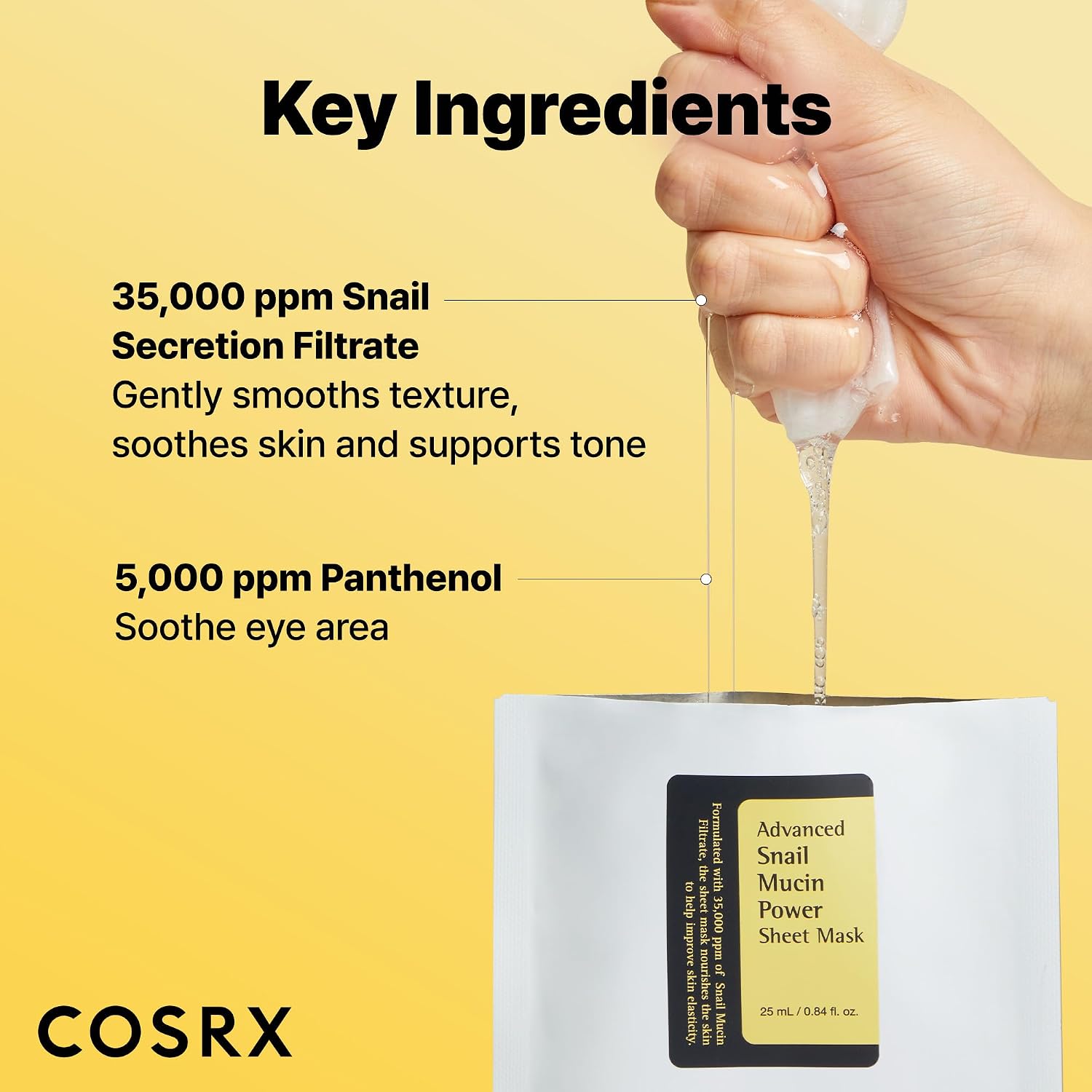 MASCARILLA FACIAL COSRX SNAIL MUCIN SHEET MASK 10 UNIDADES - 3