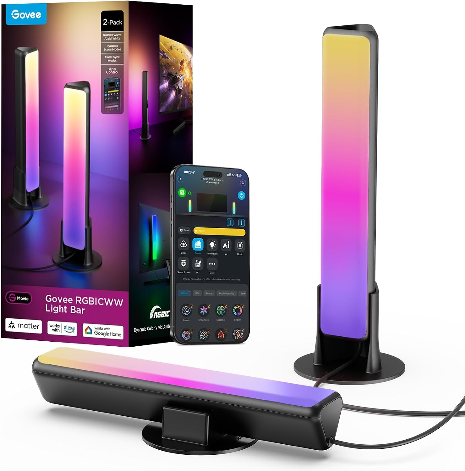 CINTA LED GOVEE SMART LIGHT BAR RGBICWW PARA TV NEGRO - 1