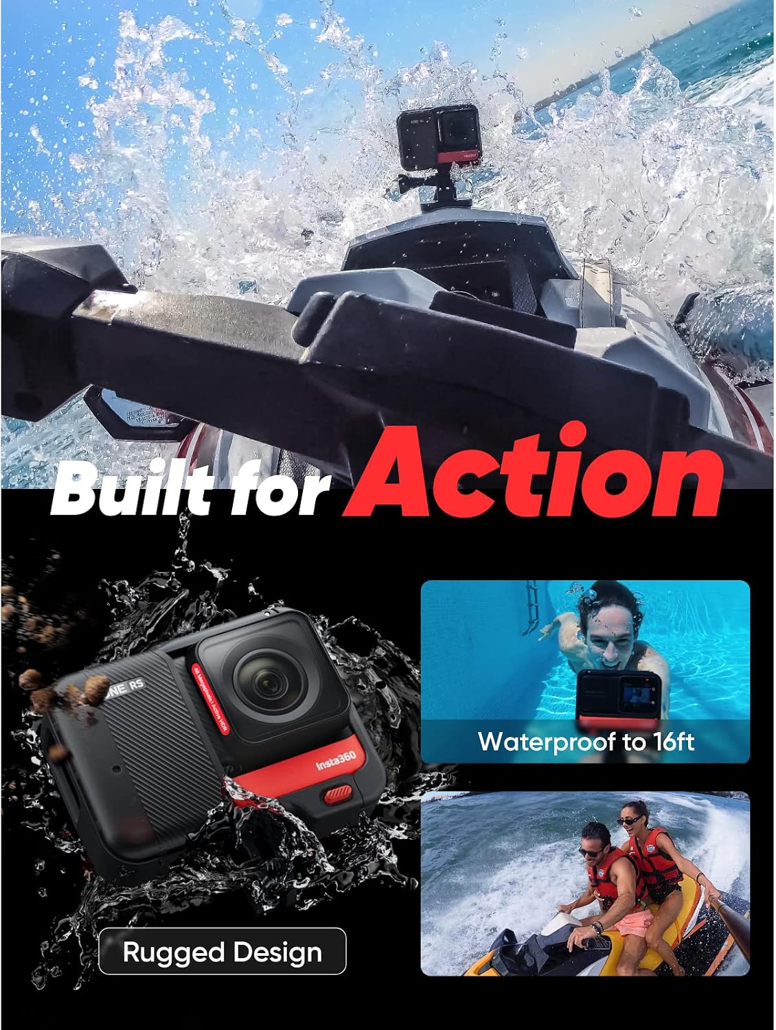 CÁMARA DE ACCIÓN INSTA360 ONE RS 4K EDITION WATERPROOF 48MP - 5