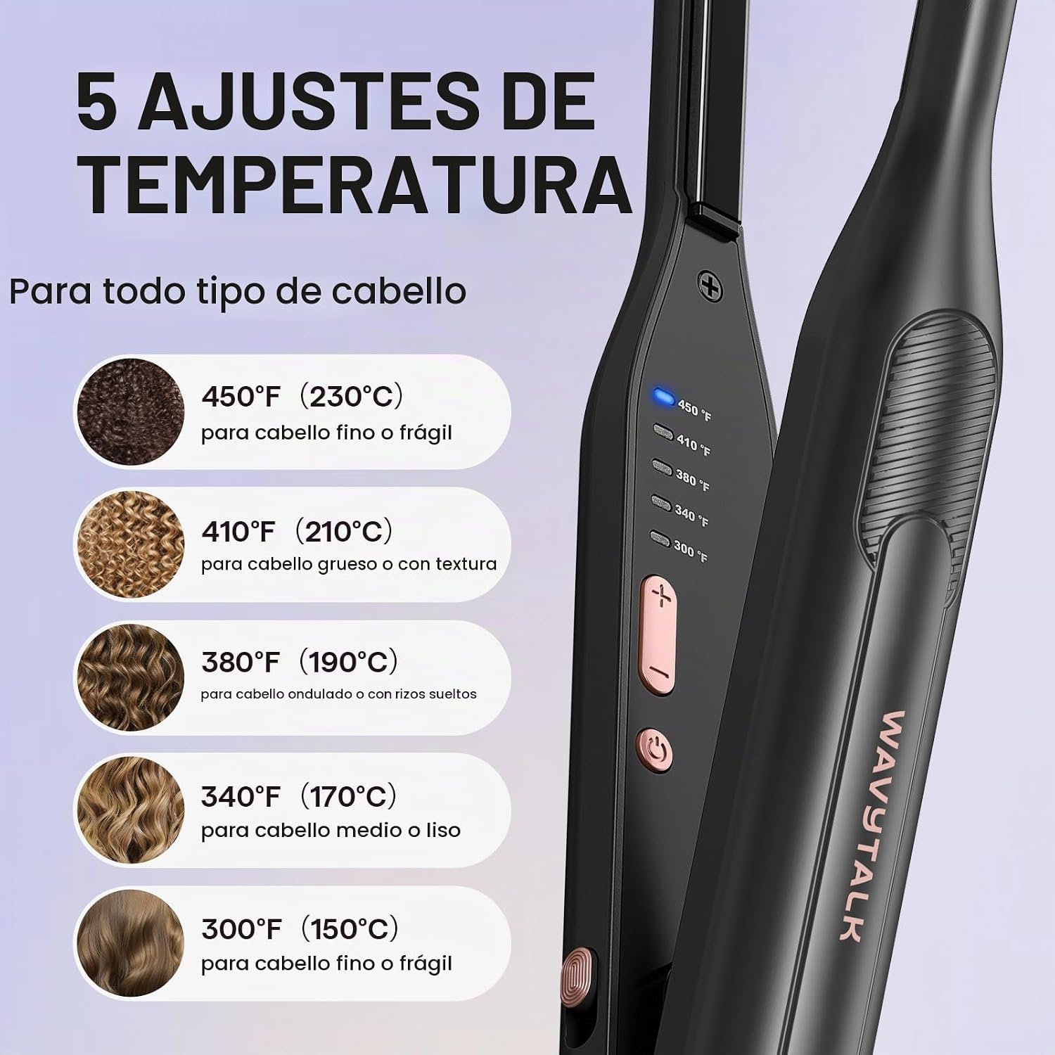 PLANCHA DE CABELLO WAVYTALK 0.3 PULGADAS PARA CABELLO CORTO Y PIXIE CUT - 2