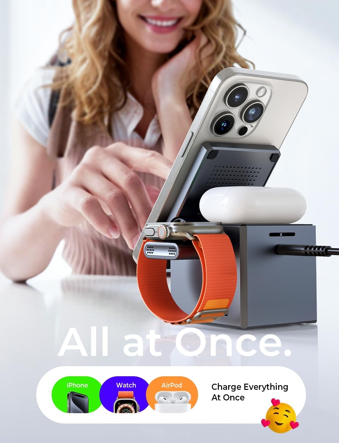 CARGADOR INALÁMBRICO LISEN QI2 MAGSAFE 3 EN 1 PLEGABLE PARA IPHONE Y APPLE WATCH - 2