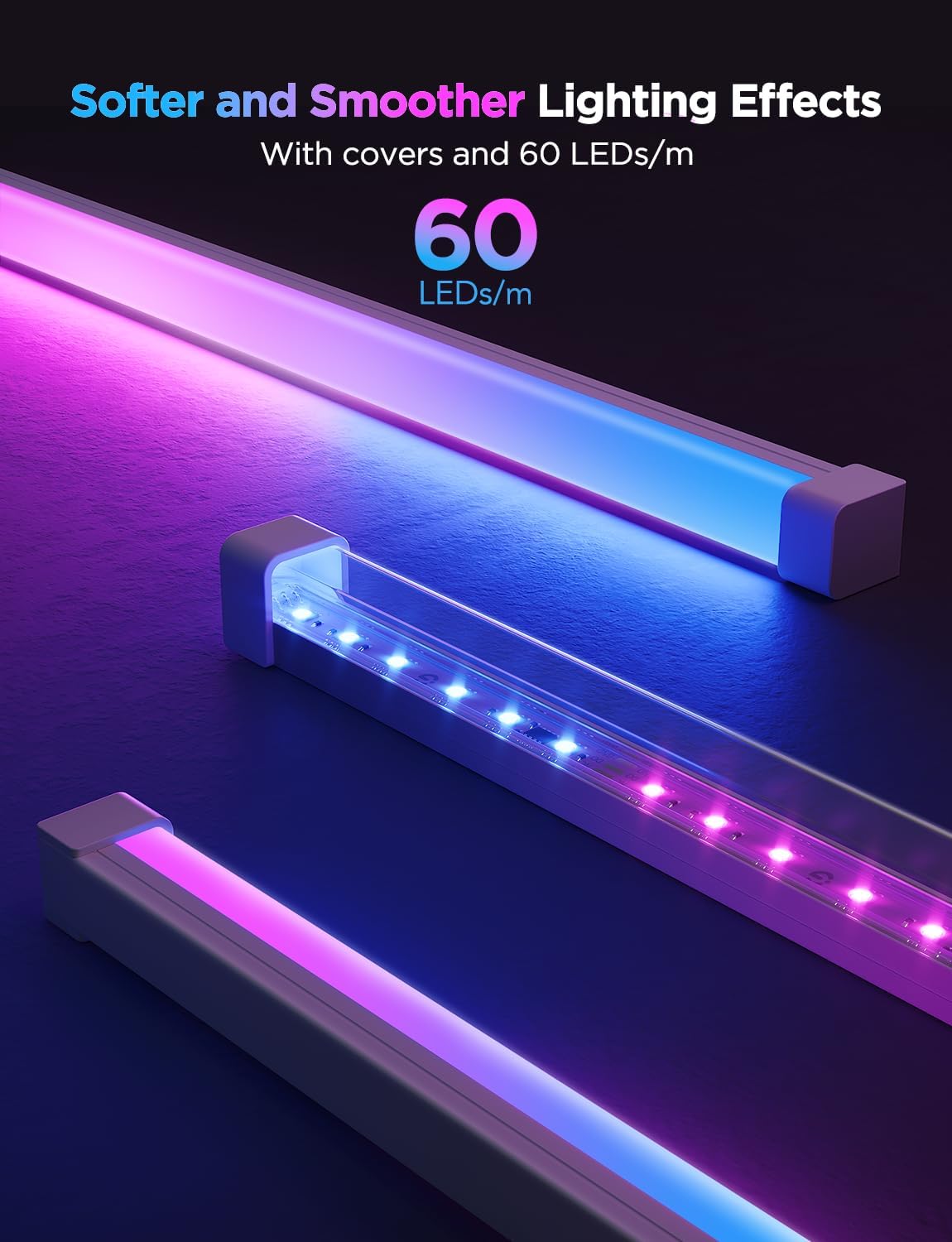 CINTA LED RGBIC GOVEE 32.8FT CON COVERS, CONTROL WIFI Y APP - 3