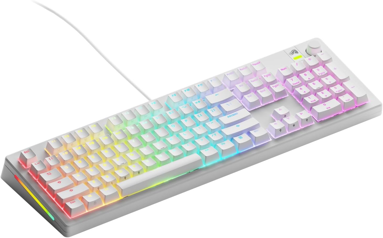 TECLADO GLORIOUS GMMK 3 MECÁNICO GAMING 100% BLANCO CON KNOB - 1