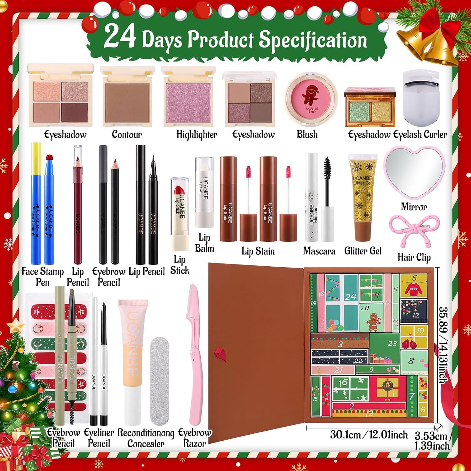 CALENDARIO DE ADVIENTO DE MAQUILLAJE UCANBE 24 DÍAS - 2