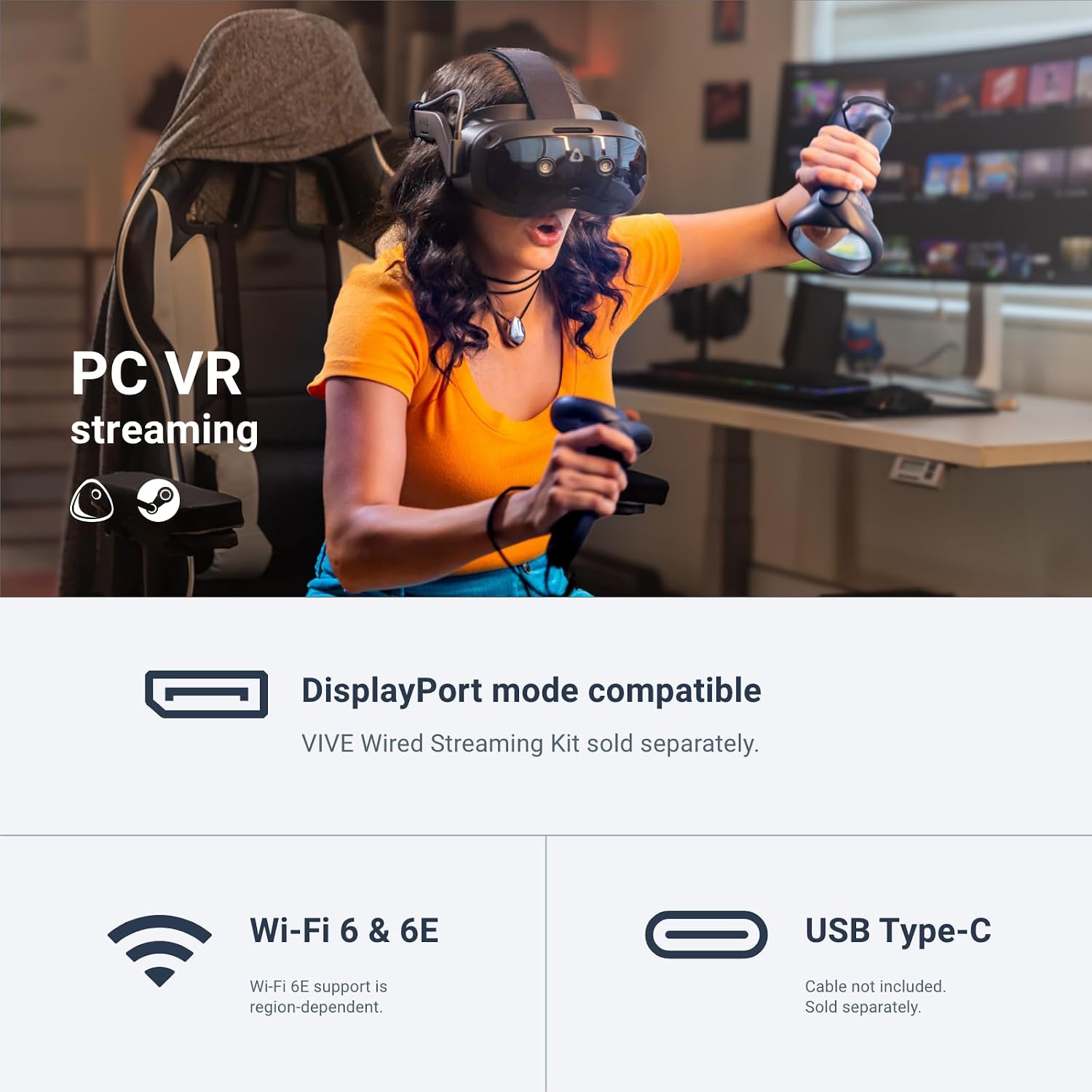LENTES DE REALIDAD VIRTUAL HTC VIVE FOCUS VISION CON CONTROLES - 3