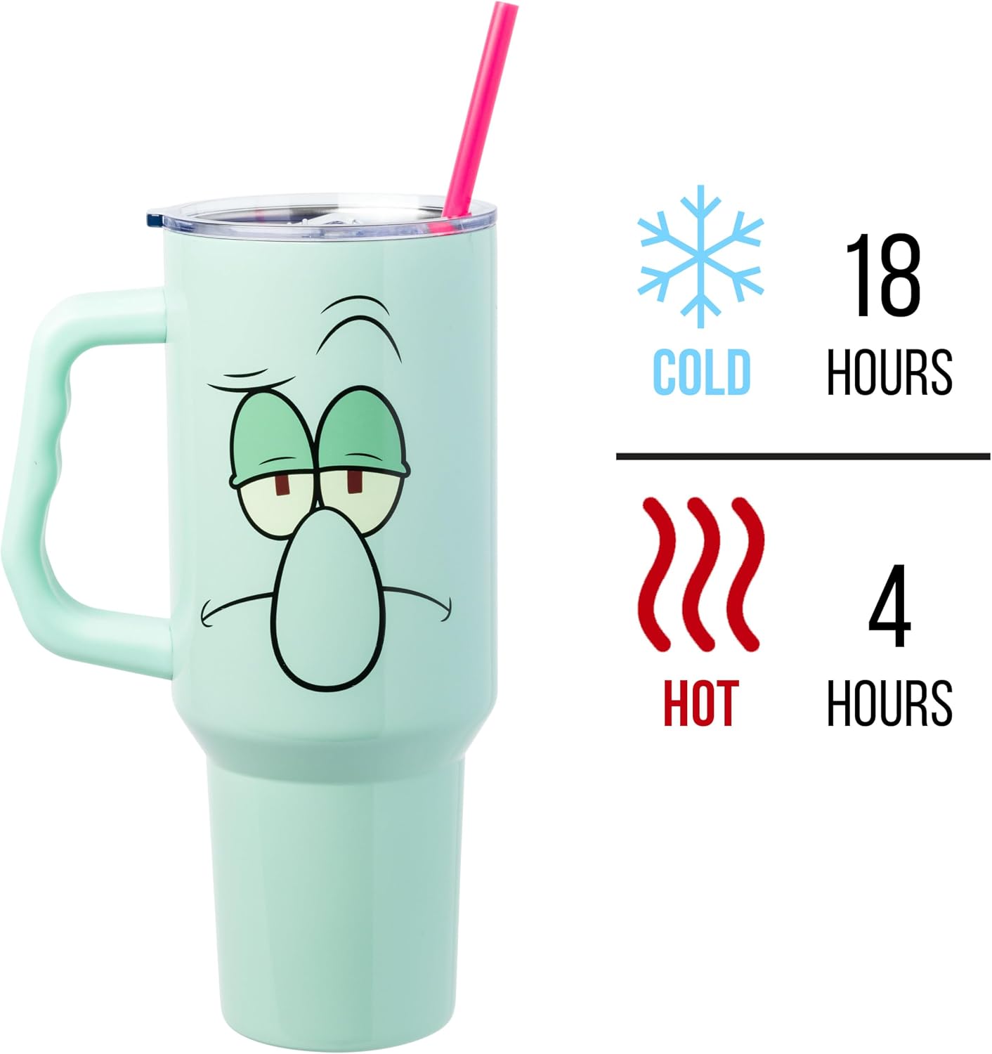 VASO TÉRMICO SPONGEBOB SQUAREPANTS DOBLE PARED ACERO INOXIDABLE CON ASA SQUIDWARD 40 OZ - 3