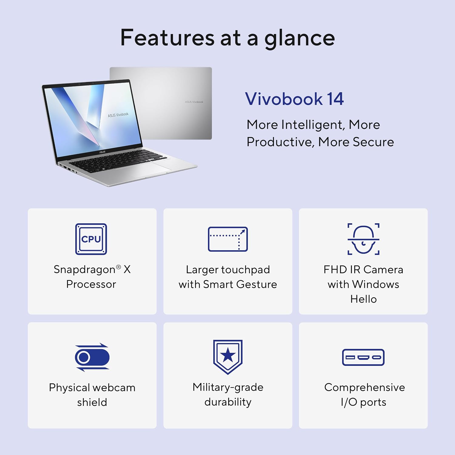 LAPTOP ASUS VIVOBOOK 14 SNAPDRAGON X 16GB RAM 512GB SSD PLATA - 3