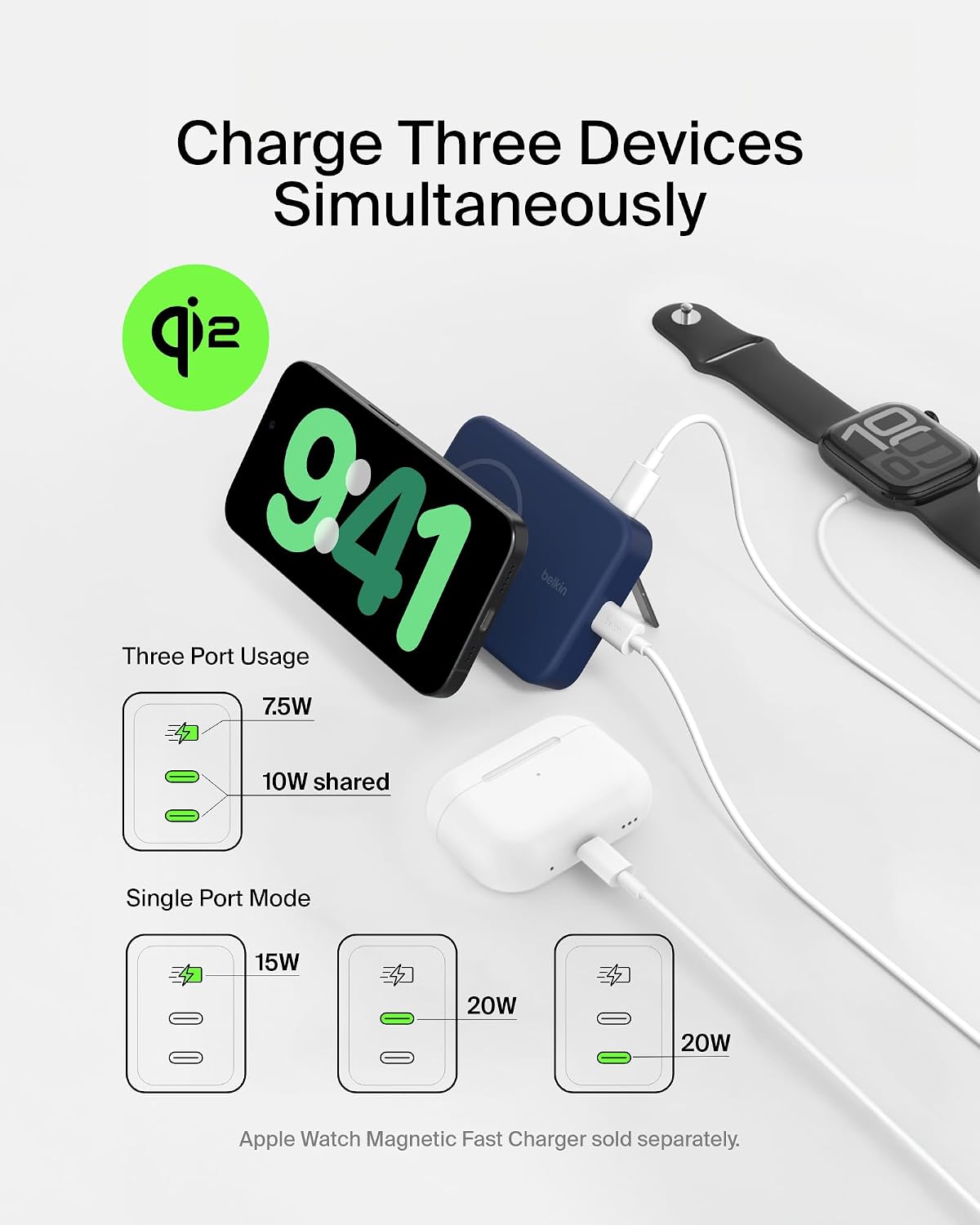 BATERÍA EXTERNA BELKIN BOOSTCHARGE PRO 10000MAH 15W QI2 MAGSAFE CON SOPORTE INTEGRADO - 2
