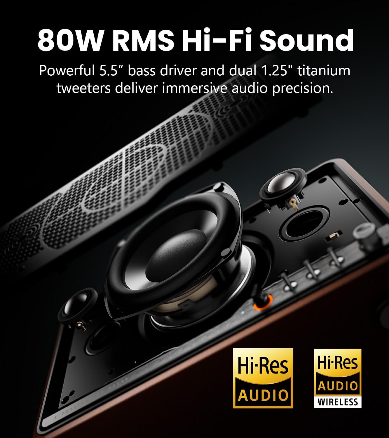 PARLANTE EDIFIER S300 HI-FI TABLETOP 80W AUDIO DE ALTA RESOLUCIÓN MARRÓN - 4
