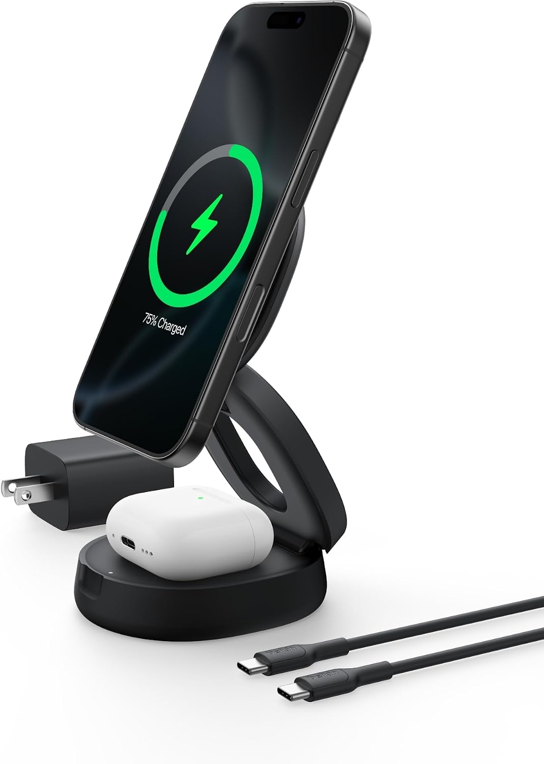 CARGADOR INALÁMBRICO BELKIN QI2 15W ESTACIÓN 2 EN 1 PARA IPHONE Y AIRPODS - 1