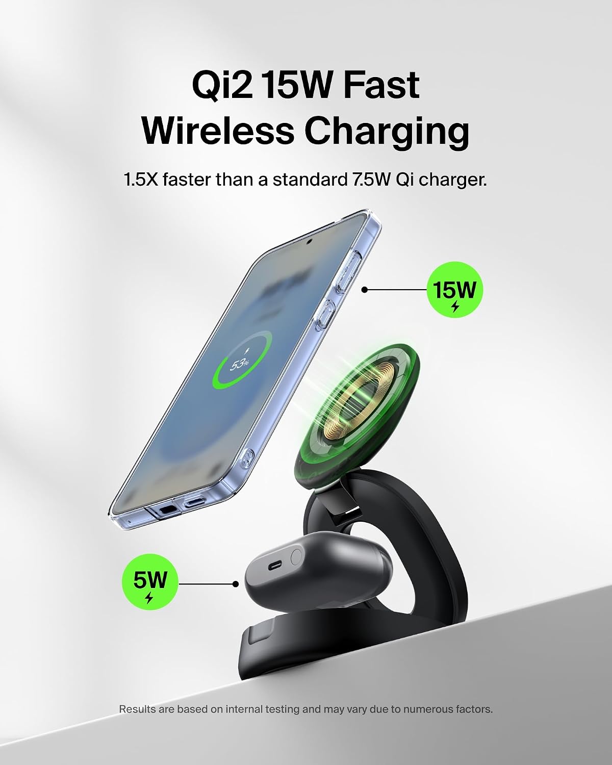 CARGADOR INALÁMBRICO BELKIN QI2 15W ESTACIÓN 2 EN 1 PARA IPHONE Y AIRPODS - 3