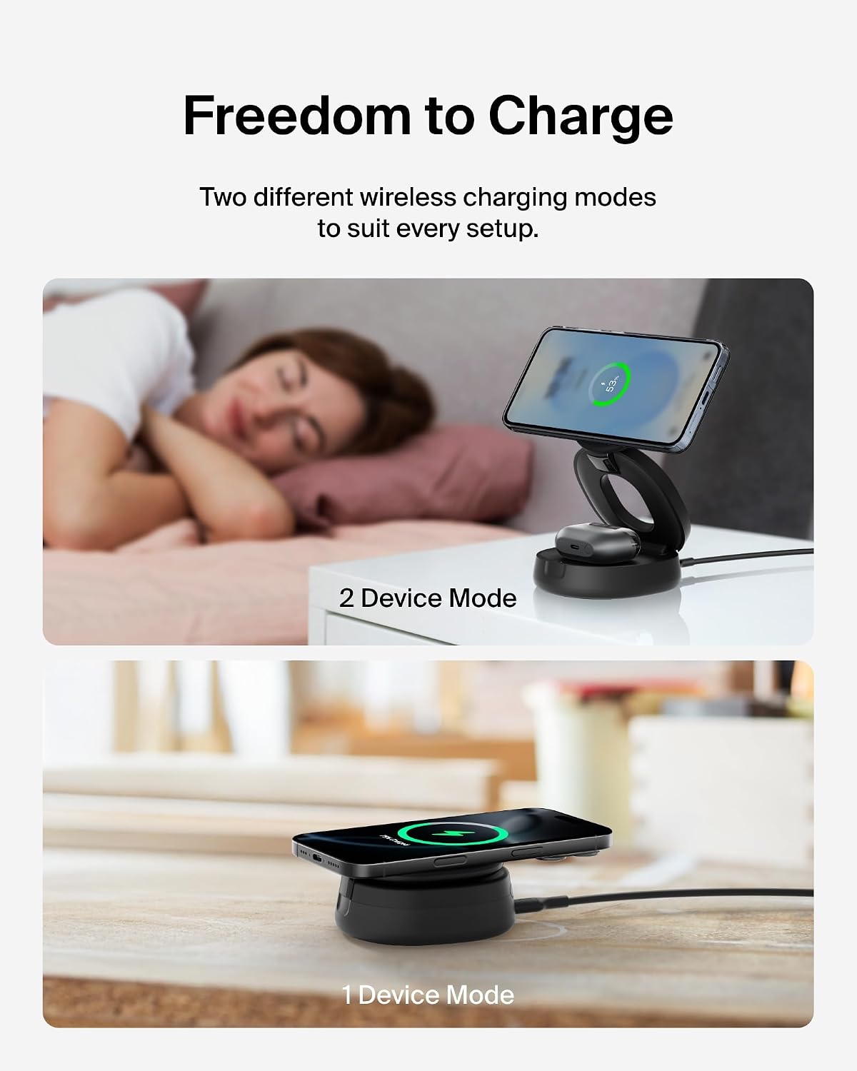 CARGADOR INALÁMBRICO BELKIN QI2 15W ESTACIÓN 2 EN 1 PARA IPHONE Y AIRPODS - 5