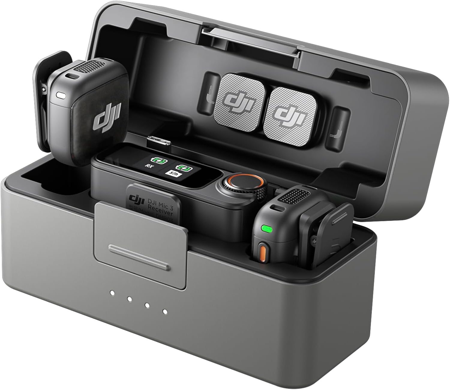 MICRÓFONO INALÁMBRICO DJI MIC 3 CON 2 TRANSMISORES, 1 RECEPTOR Y ESTUCHE DE CARGA - 1