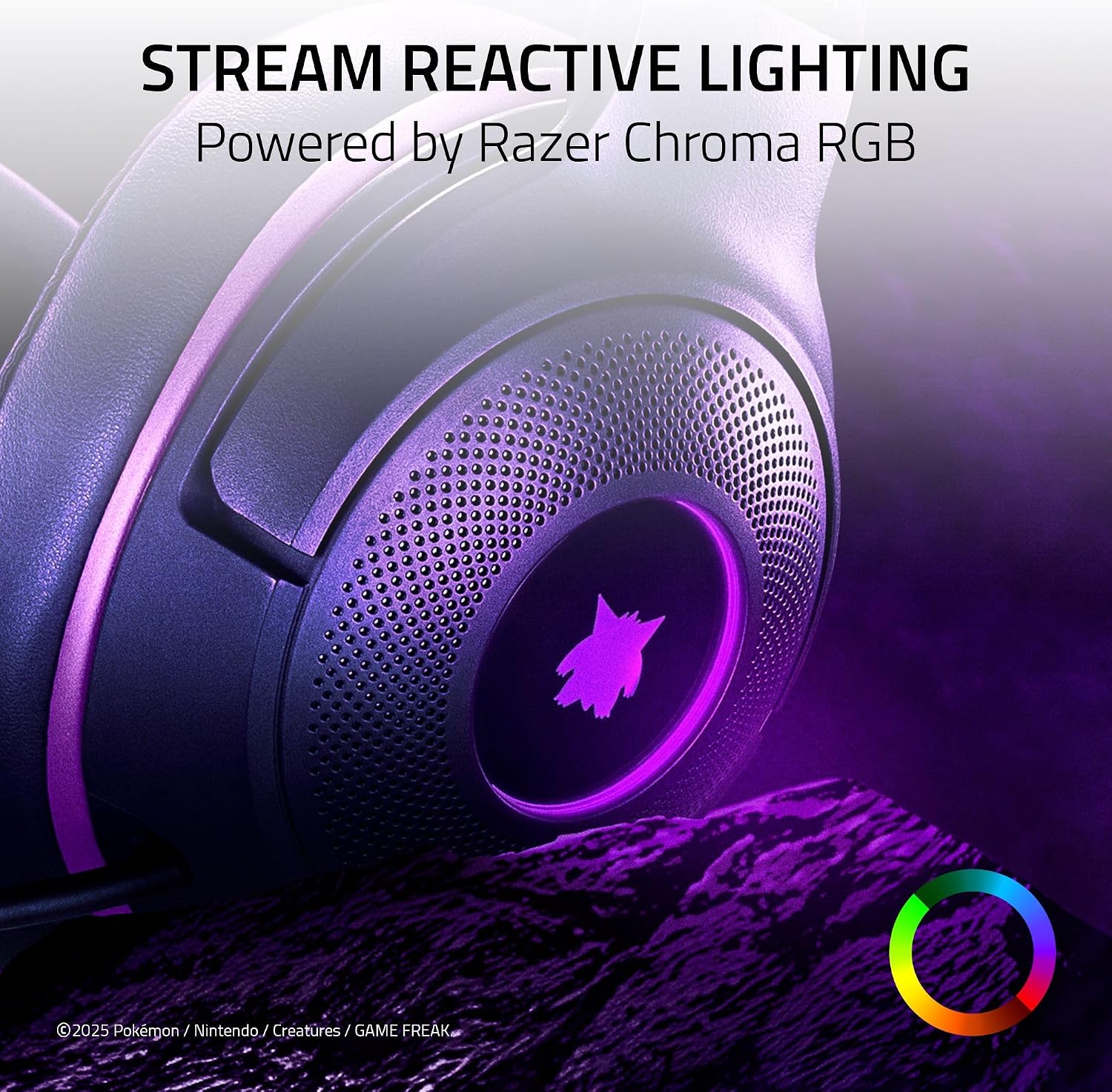 AUDÍFONO RAZER KRAKEN KITTY V2 USB EDICIÓN GENGAR CON ILUMINACIÓN REACTIVA - 3