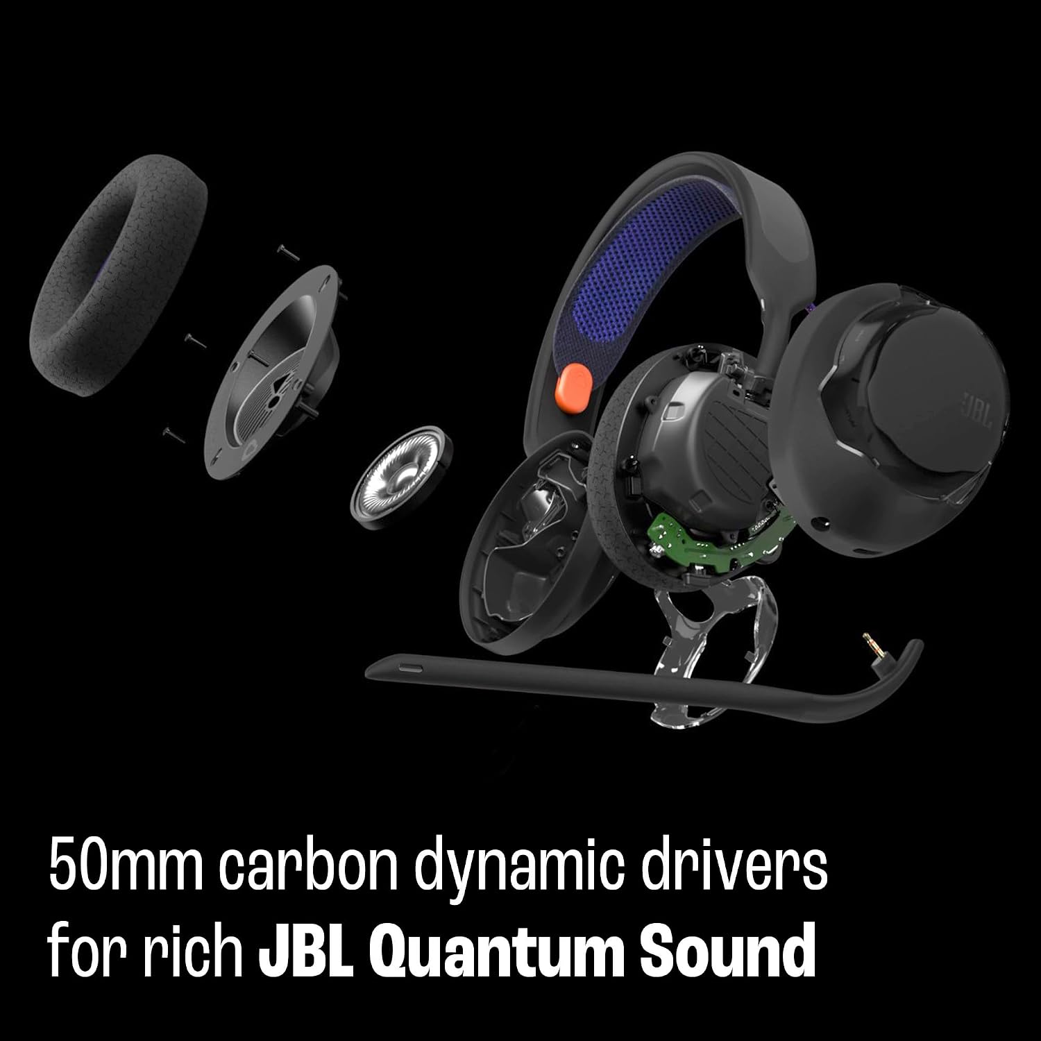 AUDÍFONO JBL QUANTUM 250 OVER-EAR GAMING HEADSET NEGRO - 3