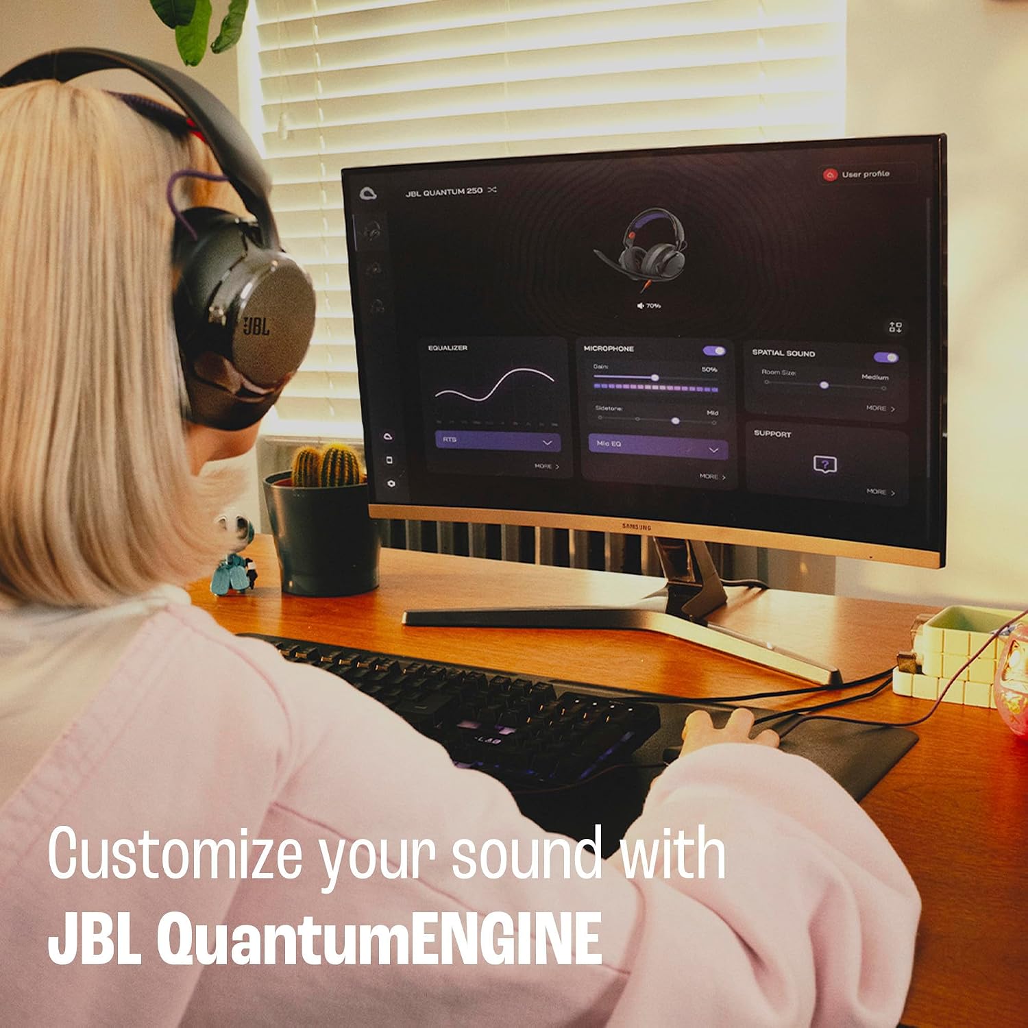 AUDÍFONO JBL QUANTUM 250 OVER-EAR GAMING HEADSET NEGRO - 4