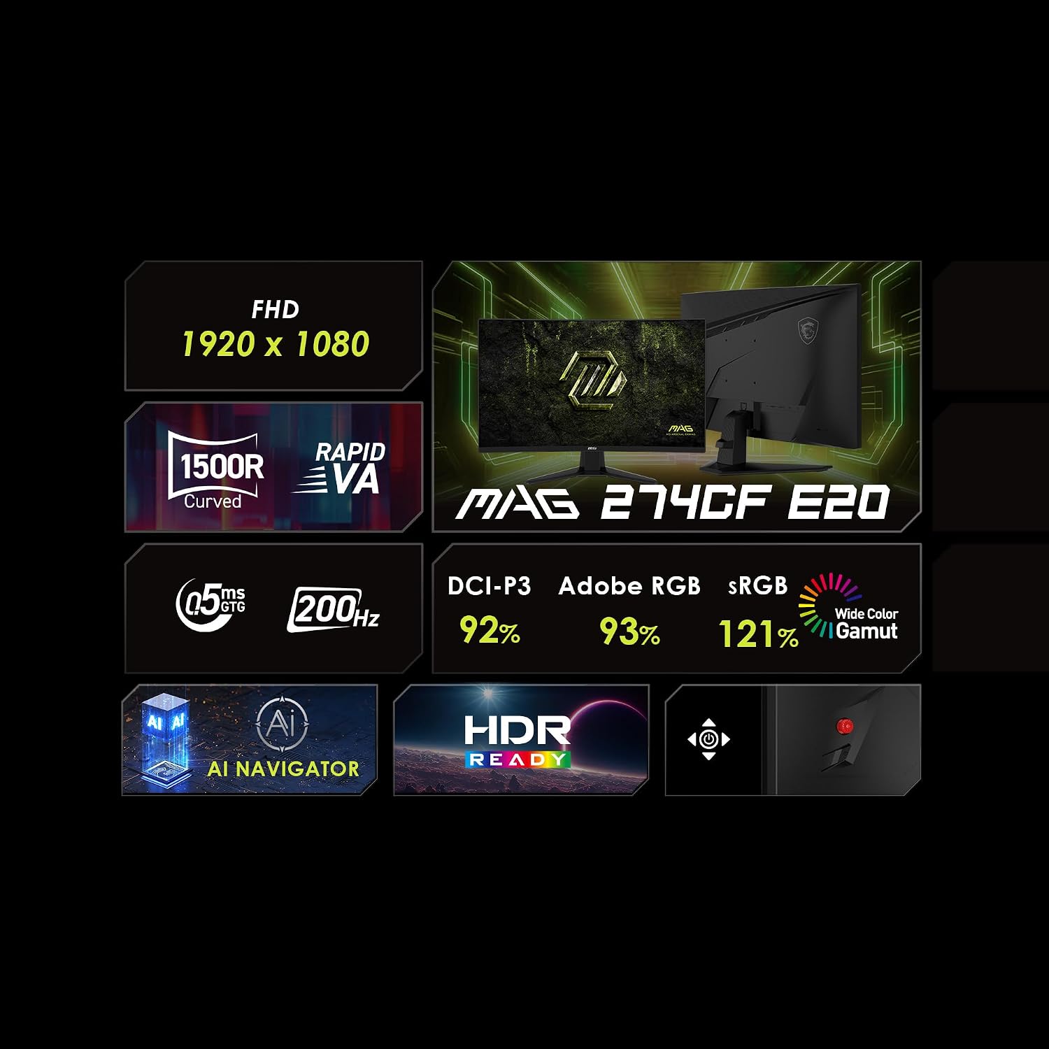 MONITOR GAMING MSI MAG 274CF E20 27 PULGADAS FHD 200HZ - 3