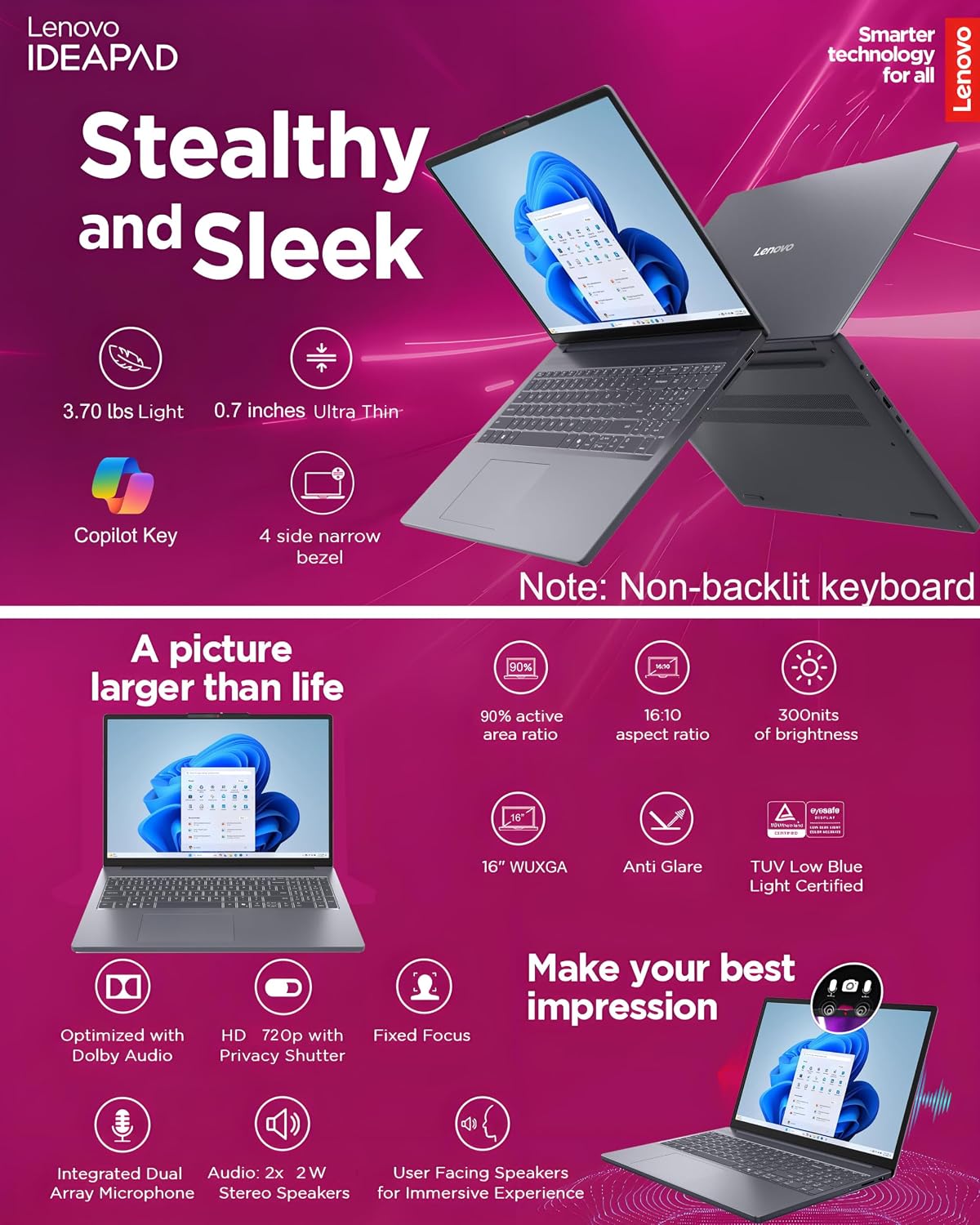 LAPTOP LENOVO IDEAPAD SLIM 3 16' INTEL CORE I5-13420H 16GB RAM 256GB SSD - 3