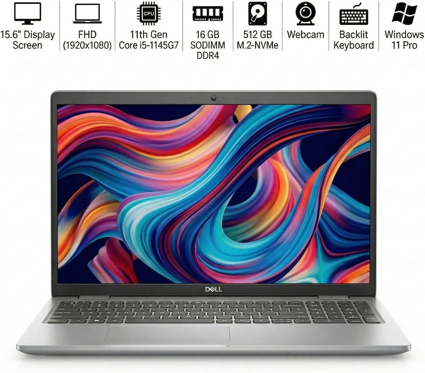 LAPTOP DELL LATITUDE 5520 15.6' FHD TOUCH INTEL CORE I5-1145G7 16GB RAM 512GB SSD - 2