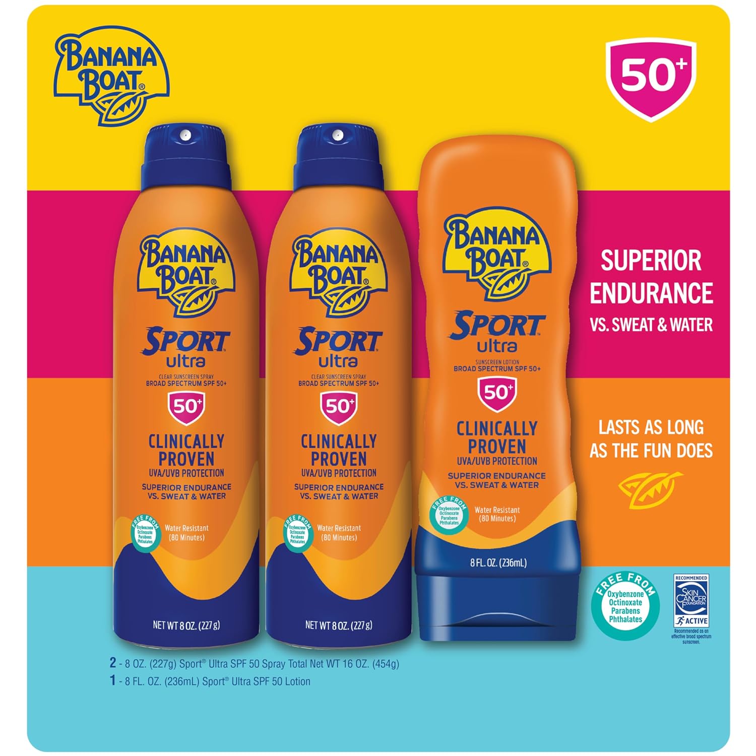 PROTECTOR SOLAR BANANA BOAT SPORT SPF 50 PACK TRIPLE 8 OZ - 2