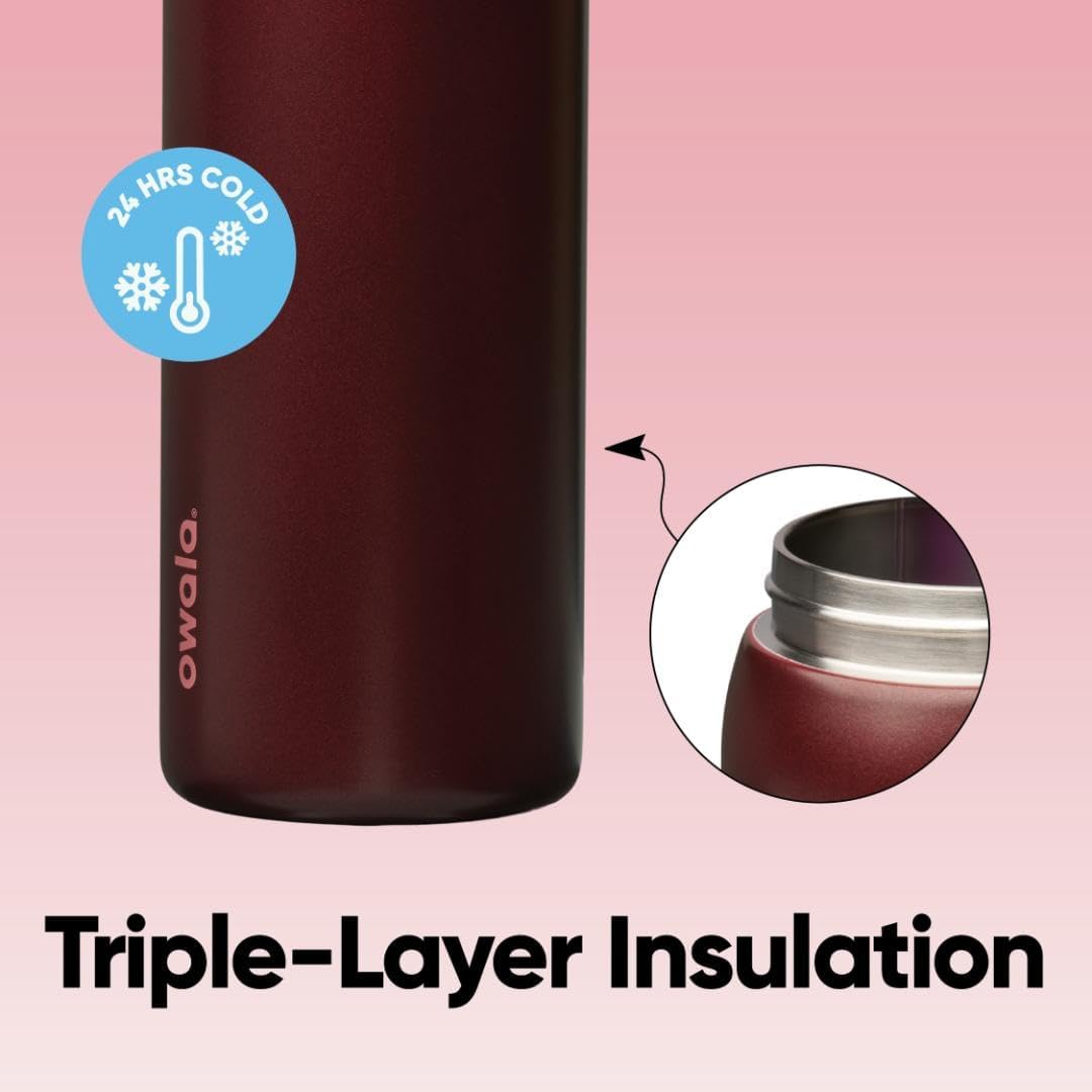 TERMO OWALA FREESIP ACERO INOXIDABLE 32 OZ NEGRO CEREZA - 4