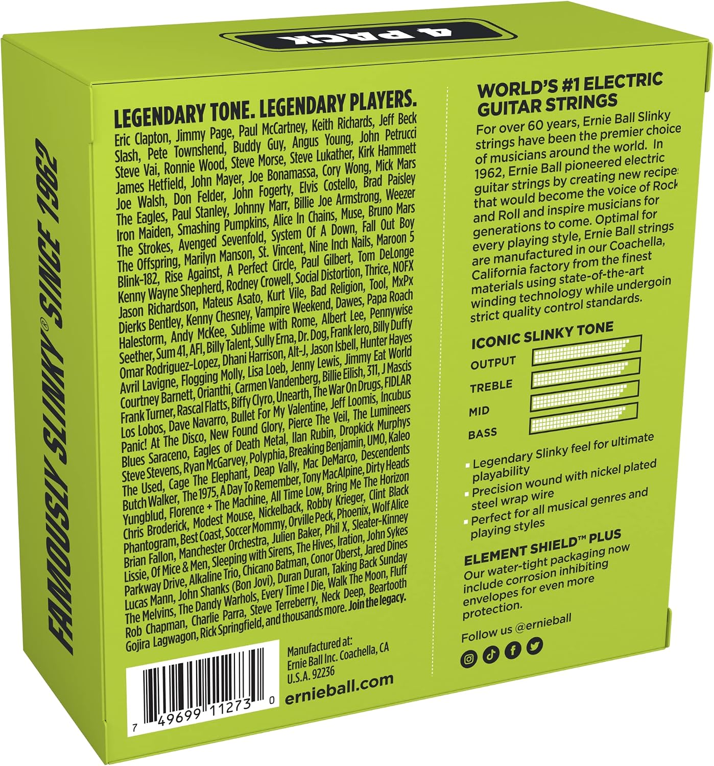 CUERDAS PARA GUITARRA ELÉCTRICA ERNIE BALL REGULAR SLINKY 10-46 PACK 4 UNIDADES - 2