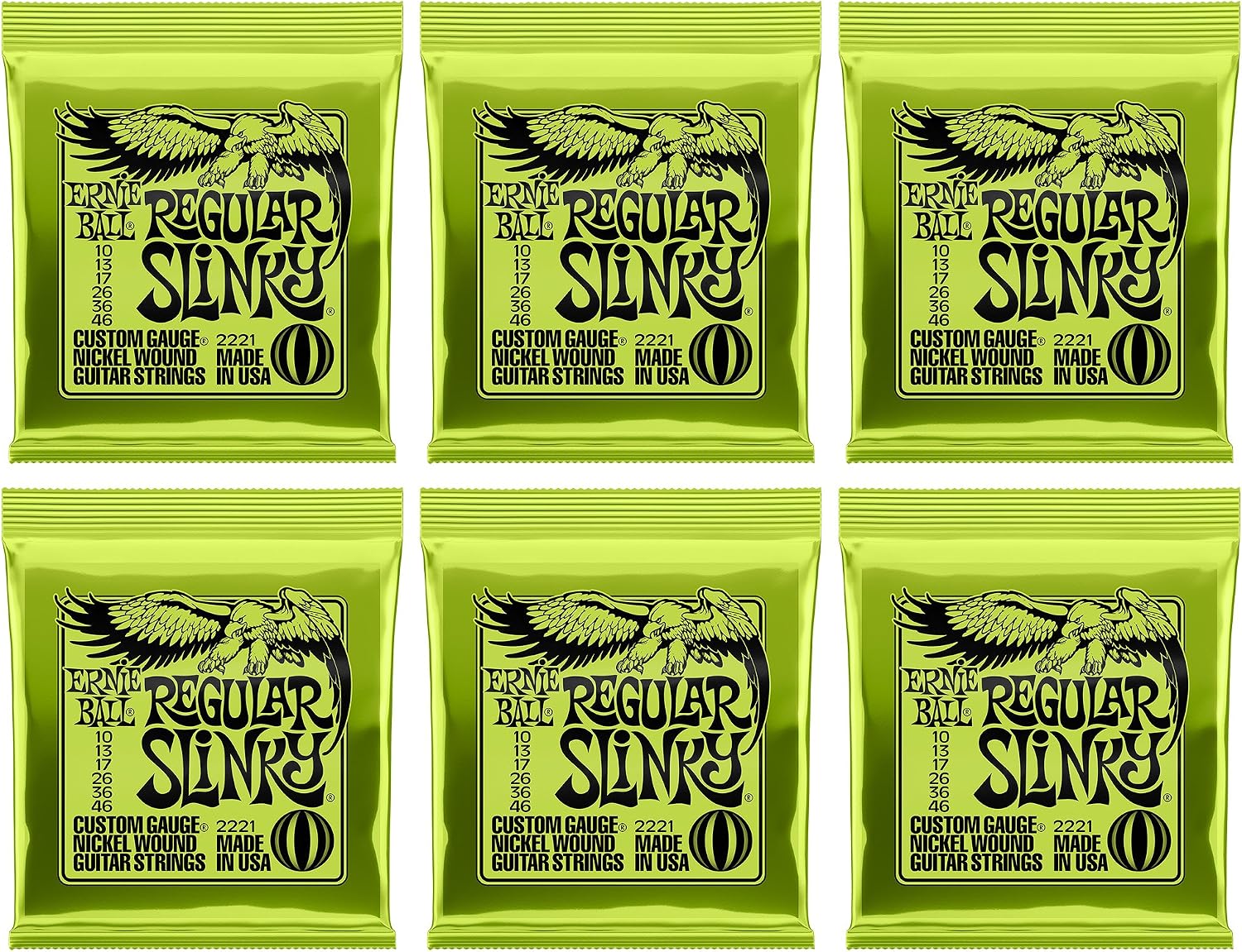 JUEGO DE CUERDAS ERNIE BALL REGULAR SLINKY PARA GUITARRA ELÉCTRICA 10-46 CALIBRE, PAQUETE DE 3 SETS - 1