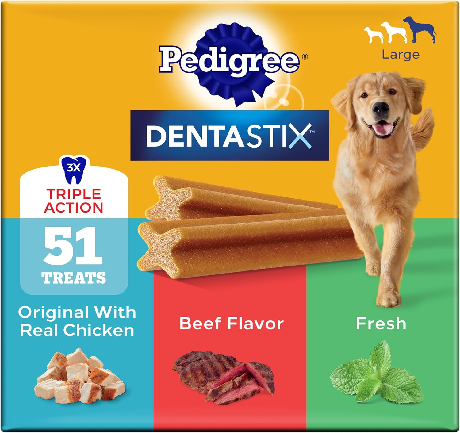PEDIGREE DENTASTIX LARGE BREED DENTAL DOG TREATS VARIEDAD 51 UNIDADES - 1