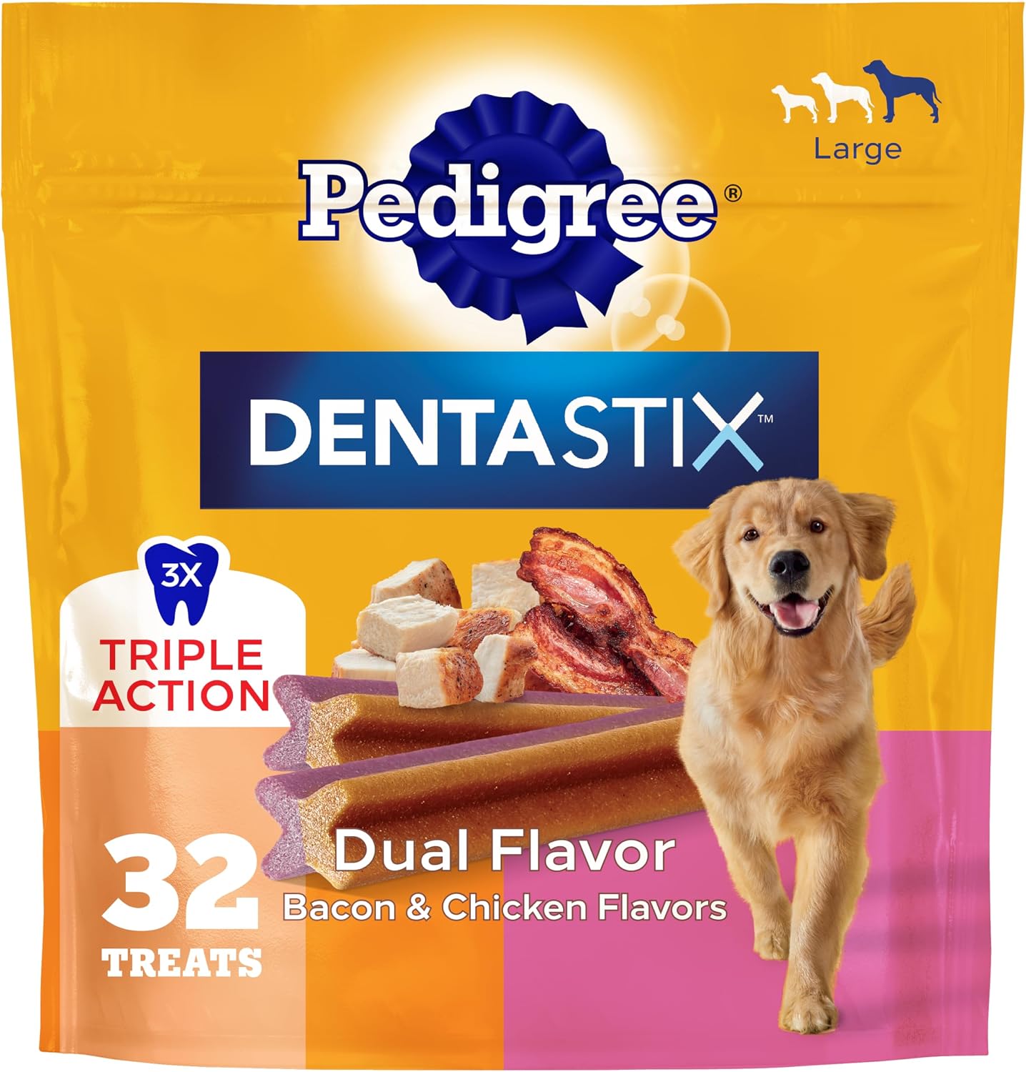PEDIGREE DENTASTIX LARGE BREED DENTAL DOG TREATS DUAL FLAVOR 32 COUNT - 1