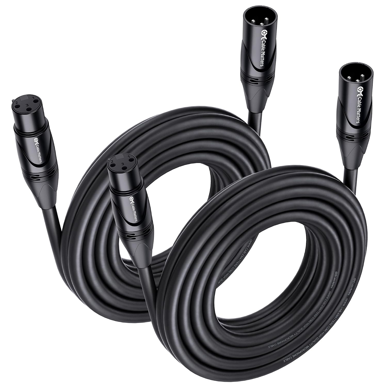 CABLE MATTERS PACK DE 2 CABLES XLR A XLR PARA MICRÓFONO MACHO-HEMBRA 20 PIES - 1