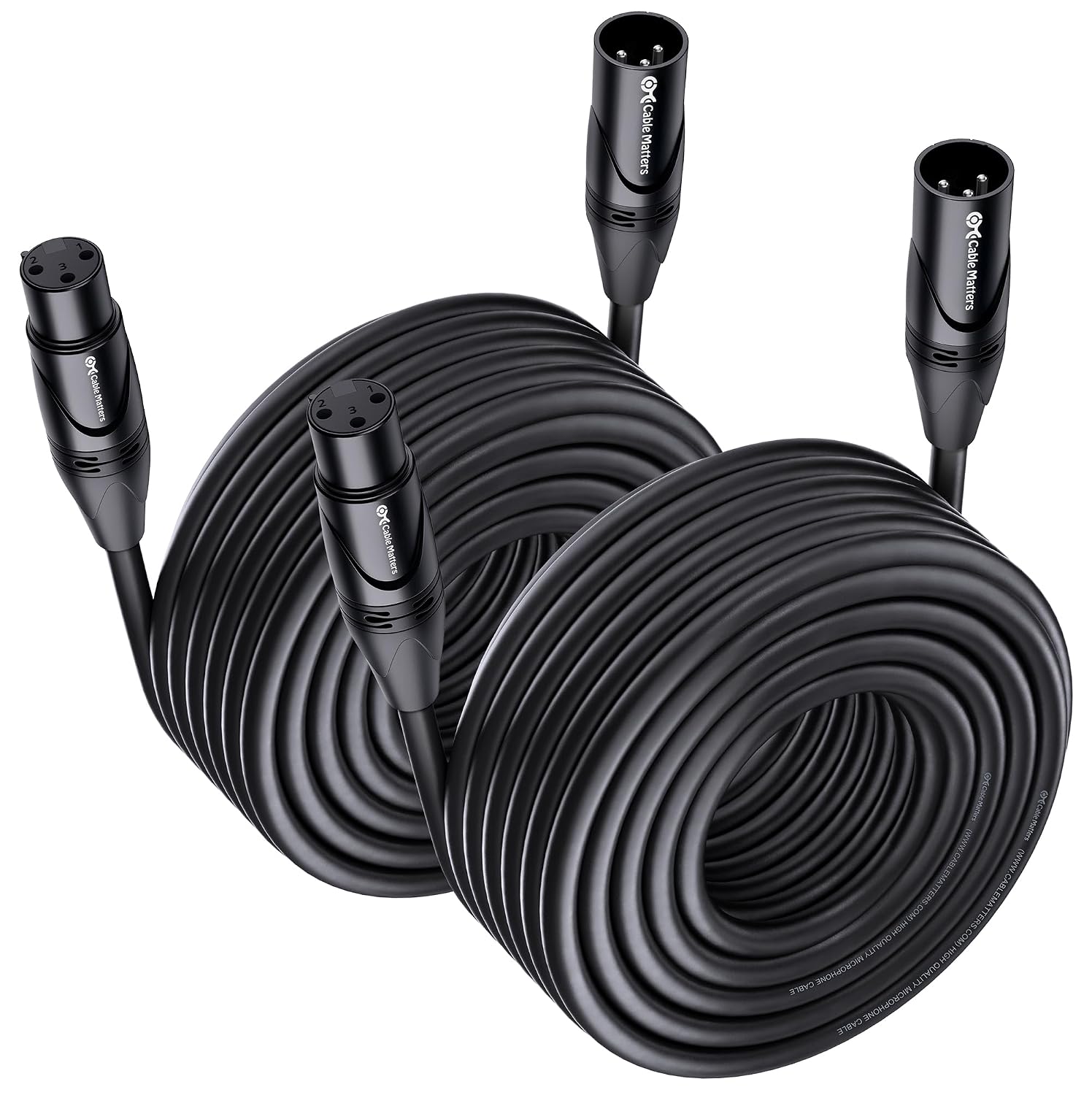 CABLE MATTERS PACK DE 2 CABLES XLR A XLR MICRÓFONO 50 PIES MACHO A HEMBRA - 1
