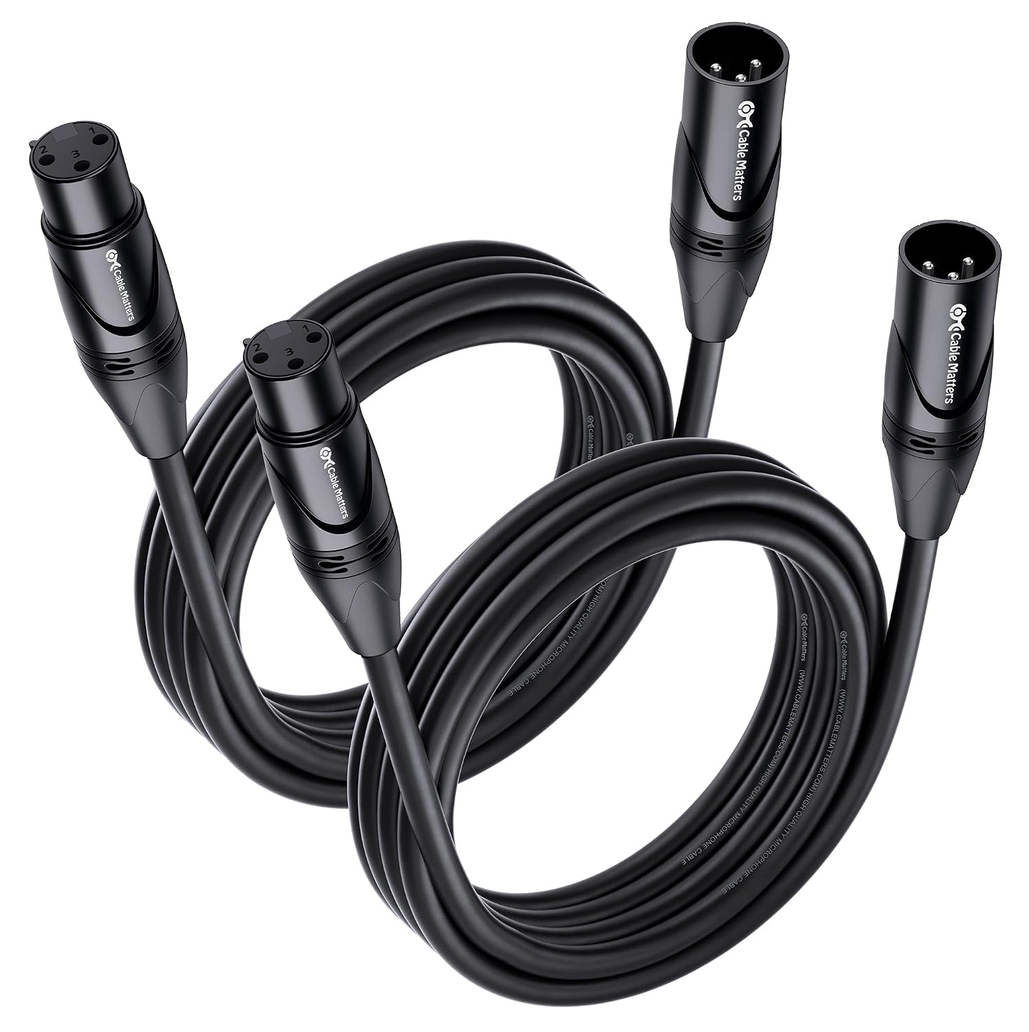 CABLE MATTERS PACK DE 2 CABLES XLR A XLR MICRÓFONO MACHO-HEMBRA 15 PIES - 1
