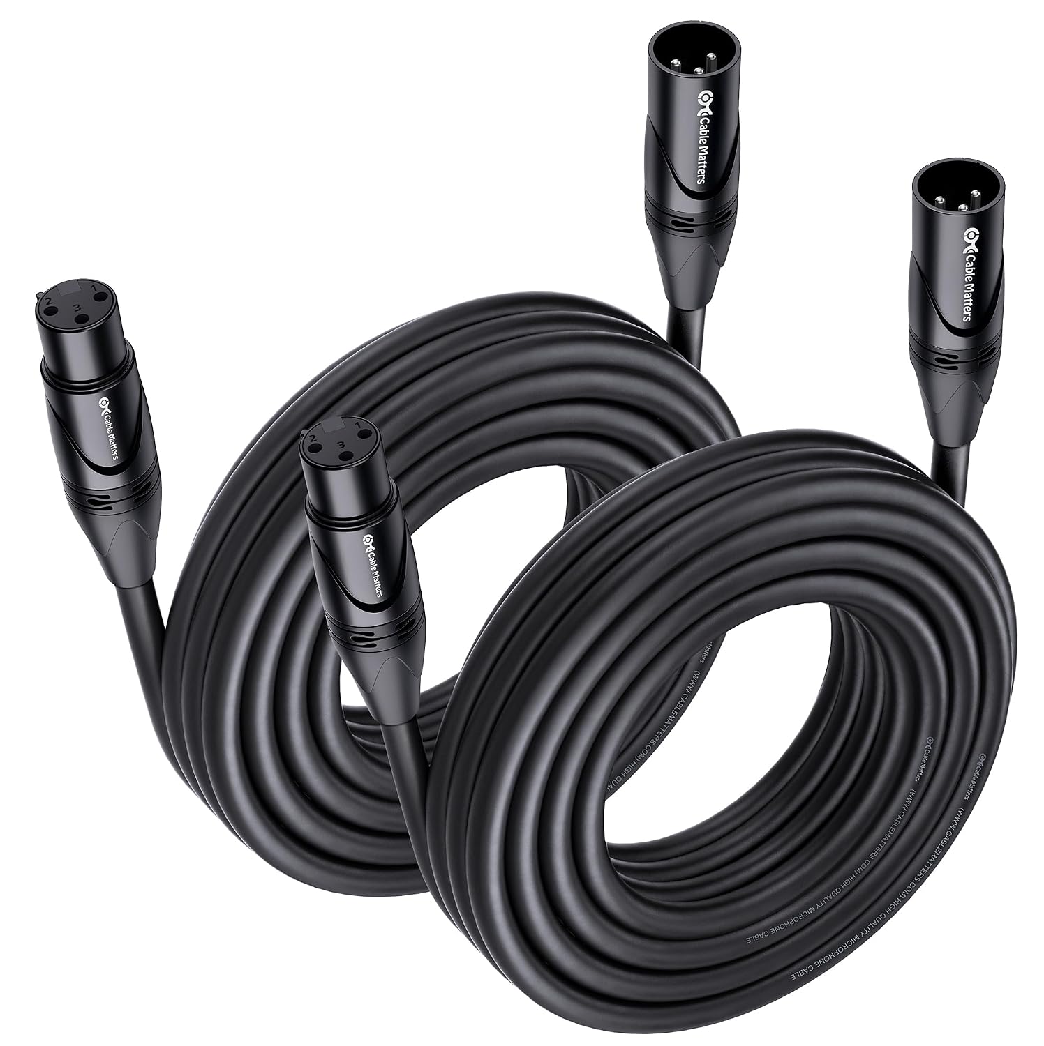CABLE MATTERS PACK DE 2 CABLES XLR A XLR PARA MICRÓFONO MACHO-HEMBRA 25 PIES - 1