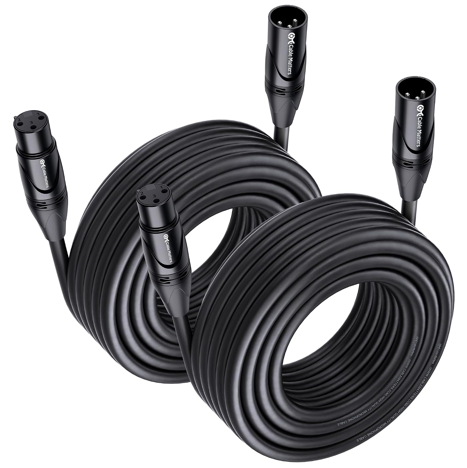 CABLE MATTERS PACK DE 2 CABLES XLR A XLR PARA MICRÓFONO MACHO-HEMBRA 35 PIES - 1