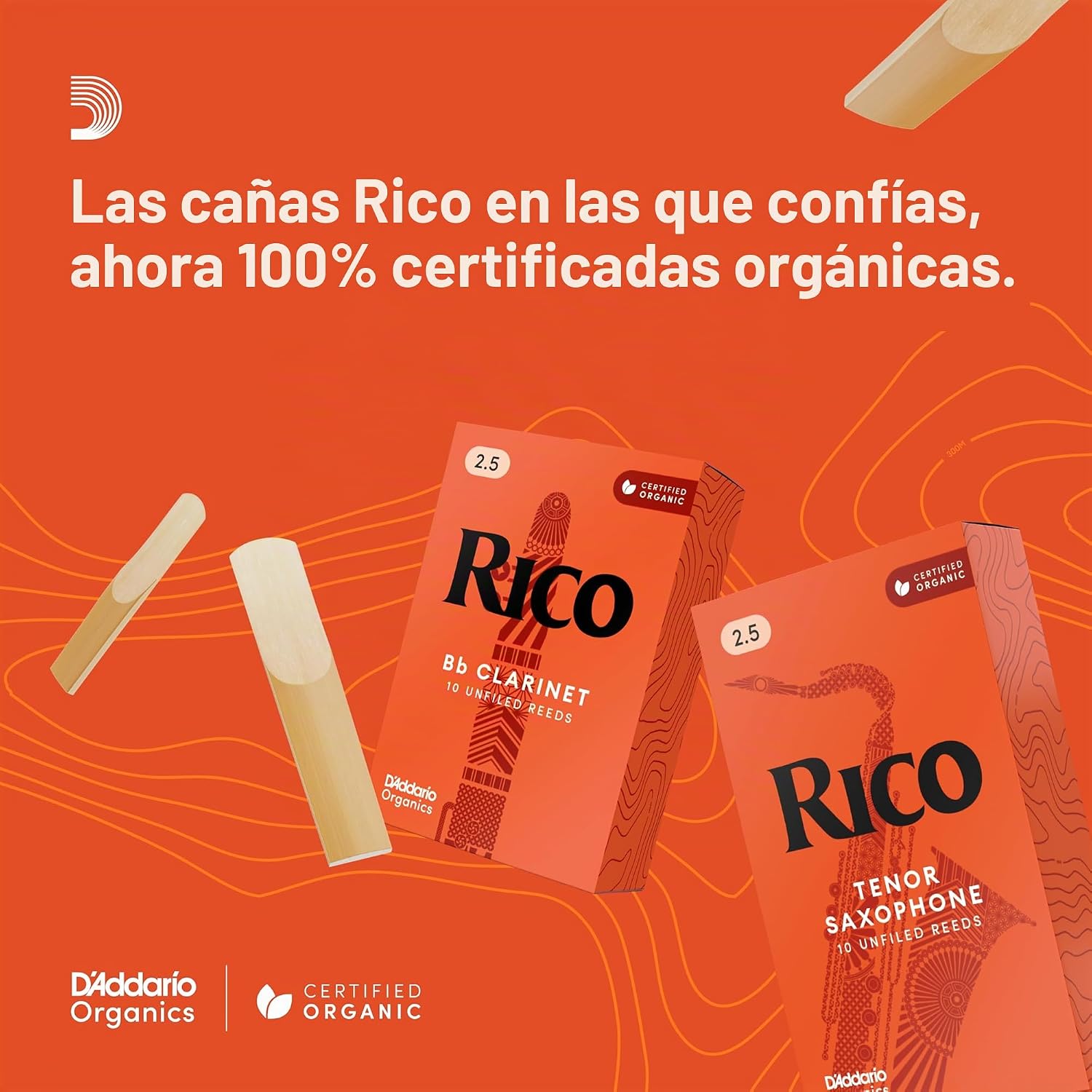 CAÑAS RICO ORGANIC PARA CLARINETE BB, FUERZA 2.0, PAQUETE DE 25 - 3