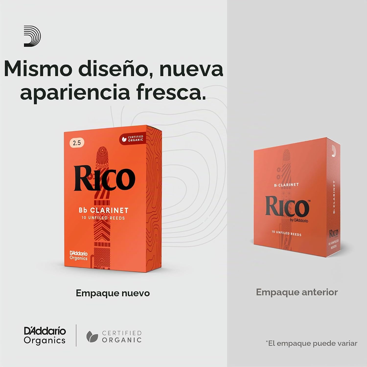 CAÑAS RICO ORGANIC PARA CLARINETE BB, FUERZA 2.0, PAQUETE DE 25 - 4