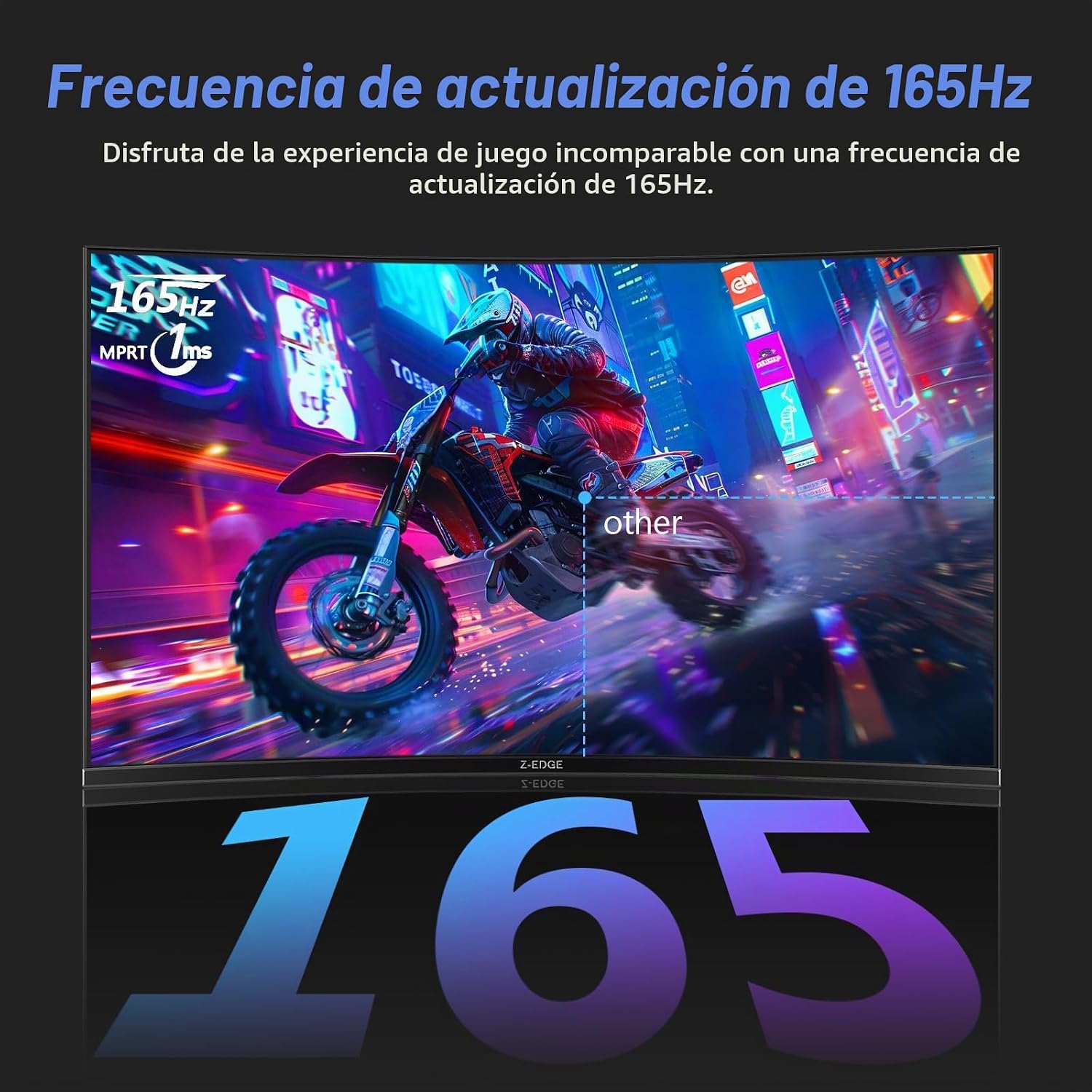 MONITOR GAMING Z-EDGE 27 PULGADAS CURVED QHD 165HZ 1MS - 2