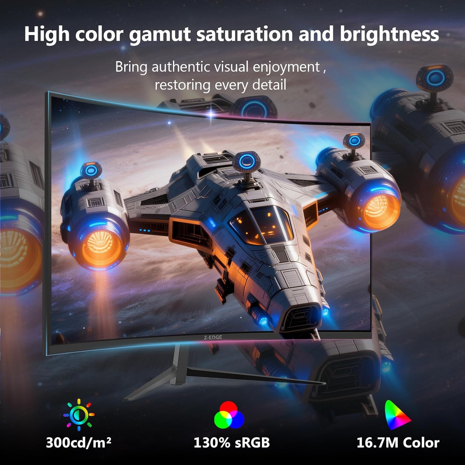 MONITOR GAMING Z-EDGE 27 PULGADAS CURVED QHD 165HZ 1MS - 4