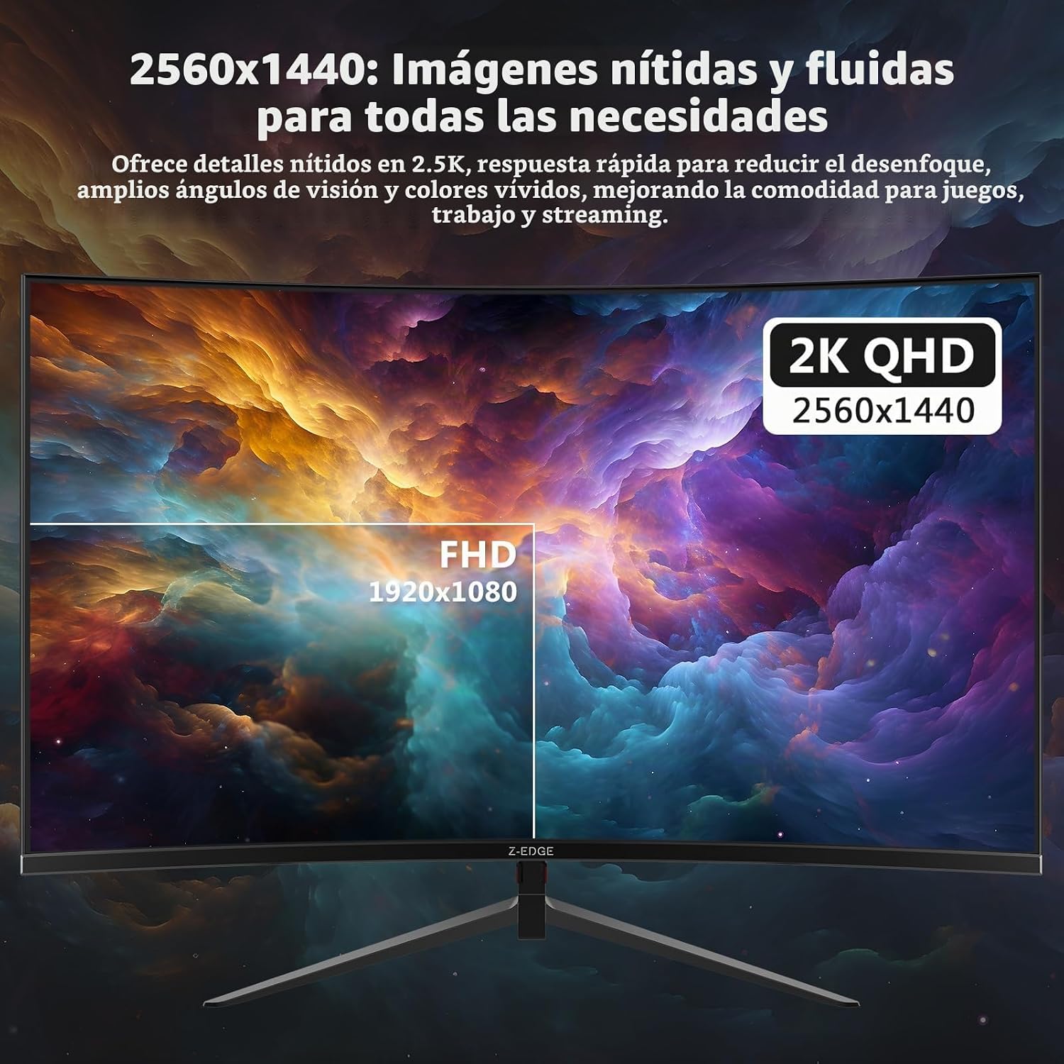 MONITOR GAMING Z-EDGE 27 PULGADAS CURVED QHD 165HZ 1MS - 5