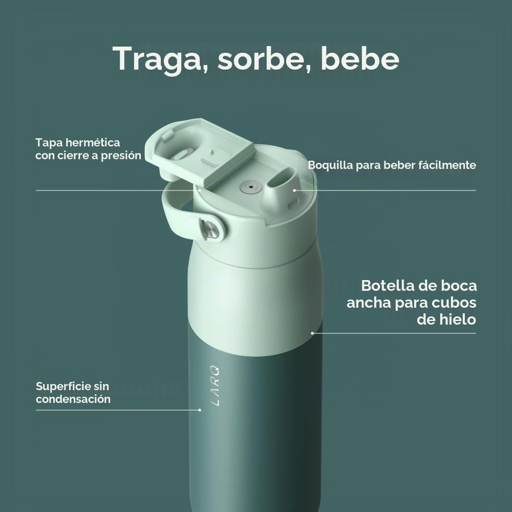 BOTELLA DE AGUA LARQ SWIG TOP ACERO INOXIDABLE AISLADA CON POPOTE Y ASA - 2