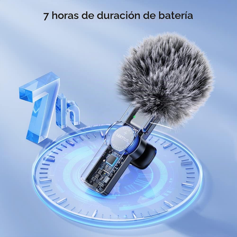 MICRÓFONO INALÁMBRICO LAVALIER LEETTUS 2 PIEZAS PARA IPHONE LIGHTNING NEGRO - 4