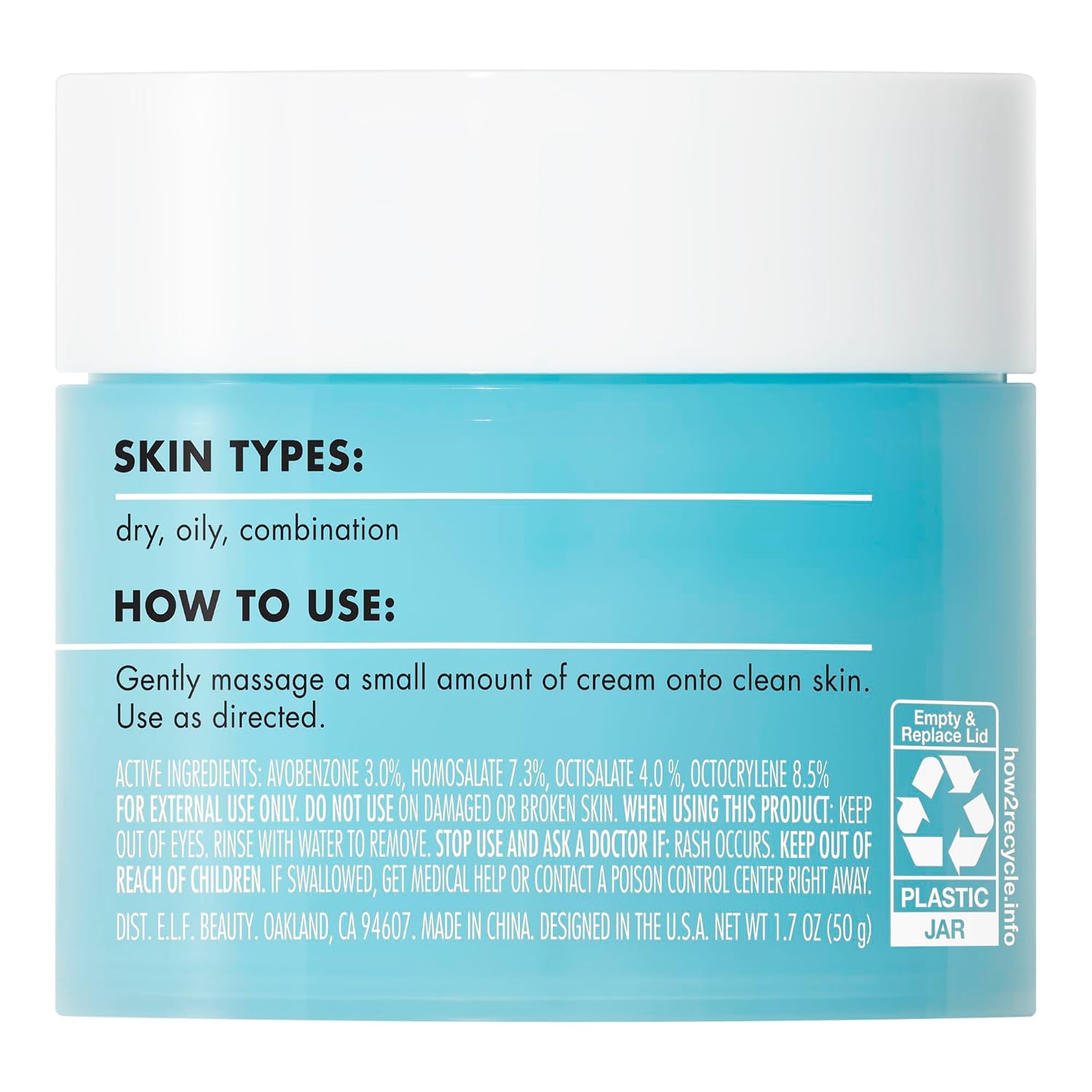 CREMA FACIAL HIDRATANTE E.L.F. SKIN HOLY HYDRATION CON SPF 30, 48 G - 5