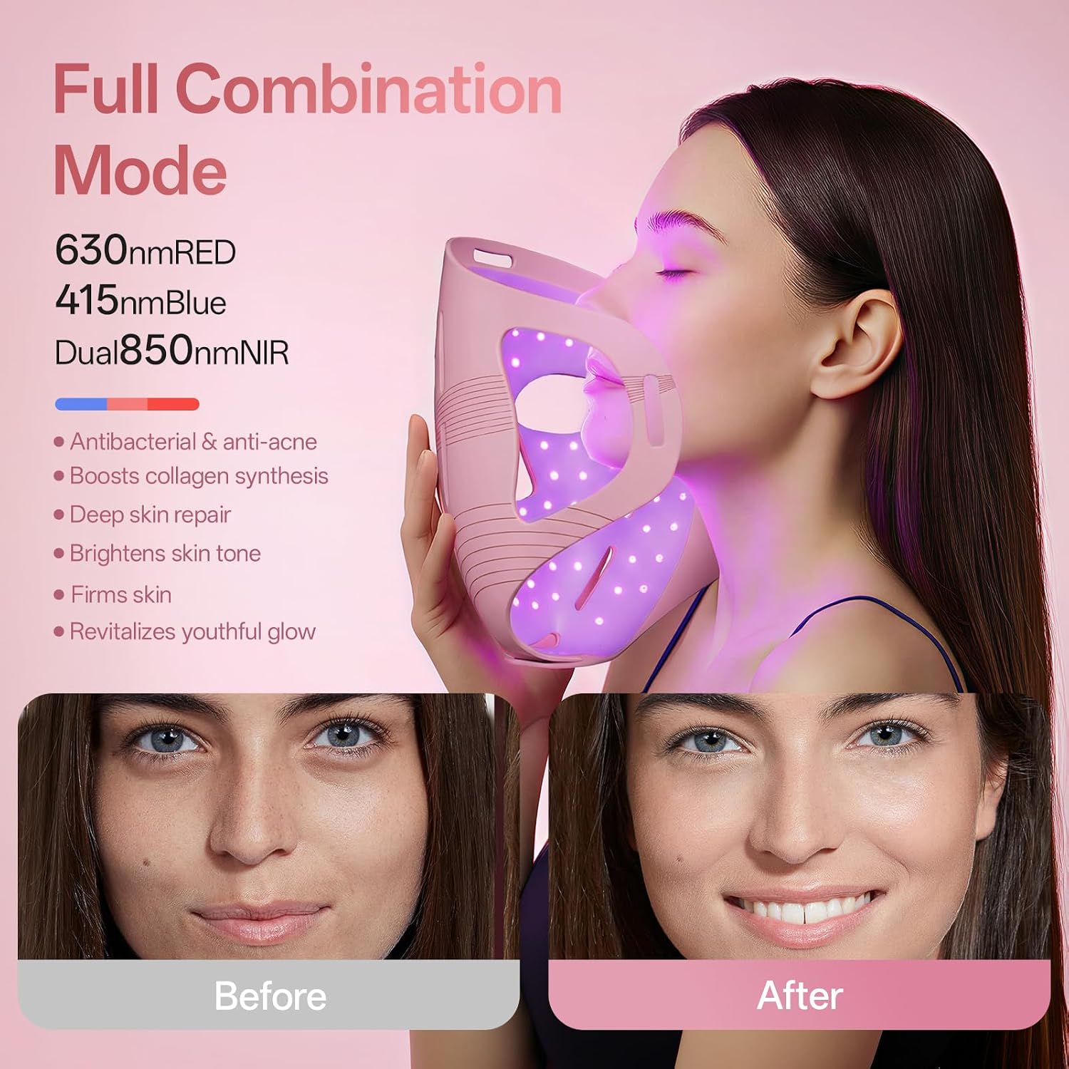 MASCARILLA FACIAL DE FOTOTERAPIA ROJA GRAART 324 LED CON LUZ INFRARROJA - 5