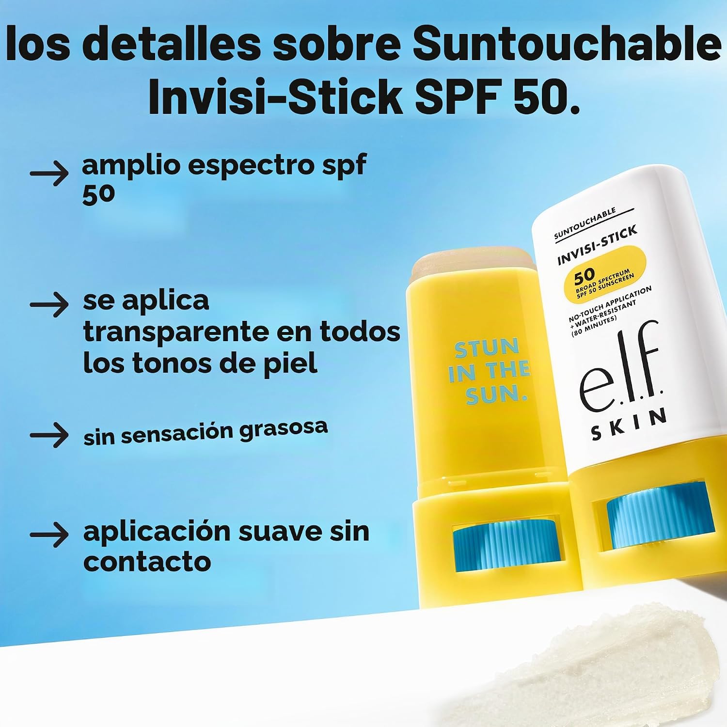 PROTECTOR SOLAR EN BARRA E.L.F. SKIN SUNTOUCHABLE INVISI-STICK SPF 50 - 3
