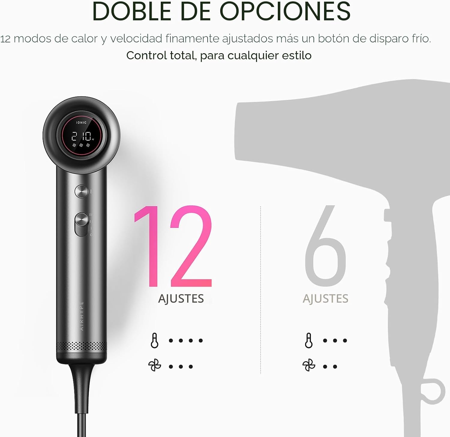 SECADORA DE CABELLO TYMO BLOW DRYER CON PEINE Y DIFUSOR 110,000RPM - 3
