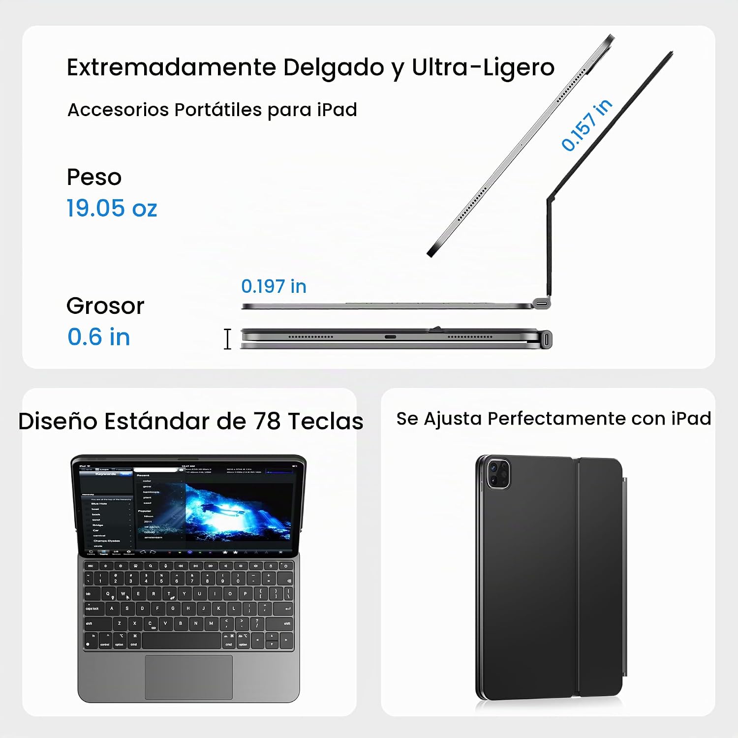 CASE DOQO PARA IPAD AIR 11 Y IPAD PRO 11 CON TECLADO MAGIC KEYBOARD Y TRACKPAD MULTITÁCTIL RETROILUMINADO - 4