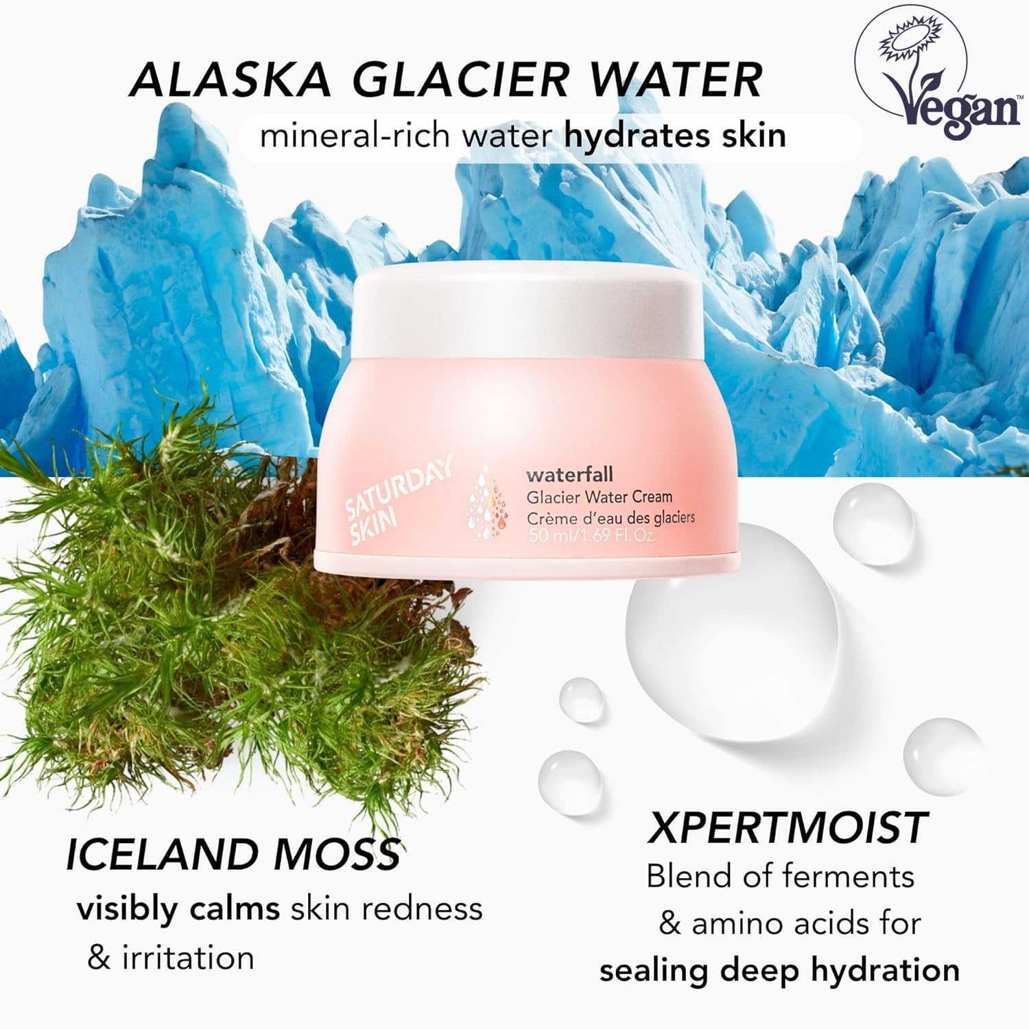 CREMA HIDRATANTE WATERFALL GLACIER WATER SATURDAY SKIN 50ML - 3