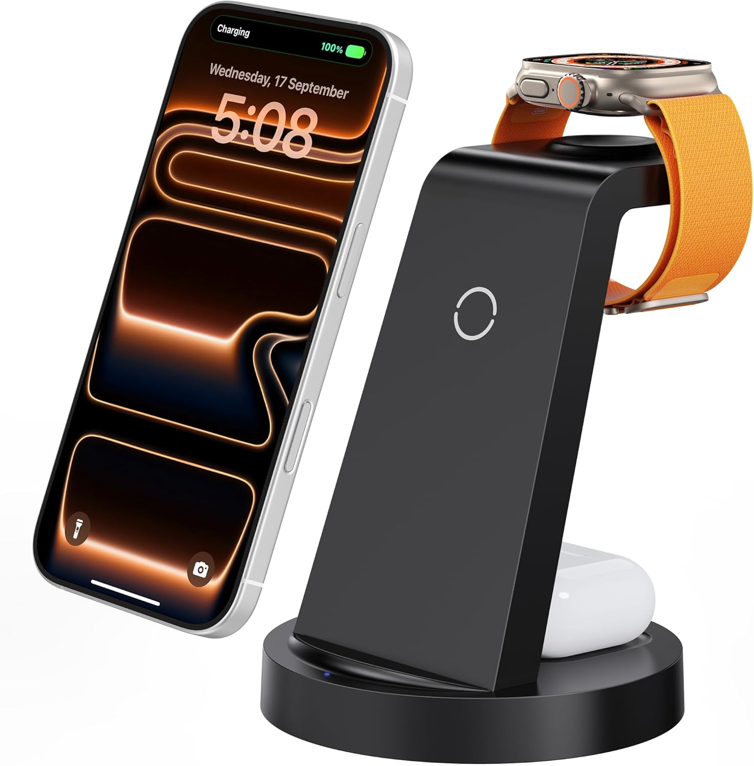 ESTACIÓN DE CARGA INALÁMBRICA ANLMZ 3 EN 1 PARA IPHONE, APPLE WATCH Y AIRPODS - 1