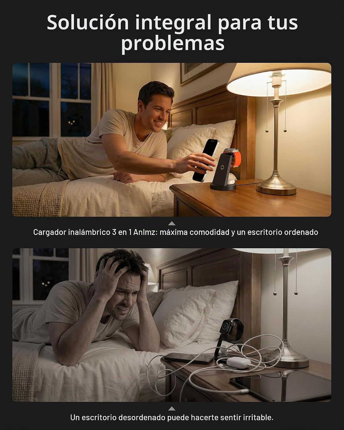 ESTACIÓN DE CARGA INALÁMBRICA ANLMZ 3 EN 1 PARA IPHONE, APPLE WATCH Y AIRPODS - 2